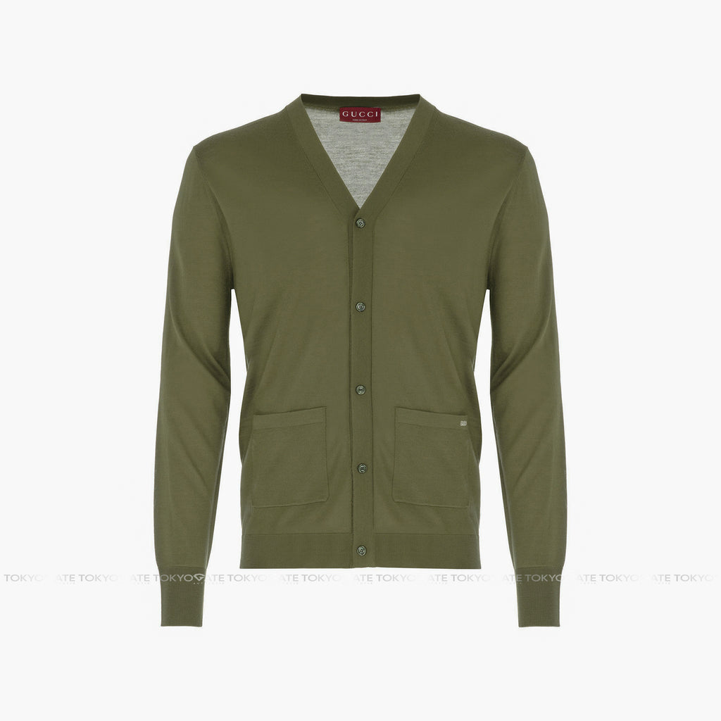Áo khoác cardigan Gucci 822599 XKEP1 Inlay Logo Dark Green
