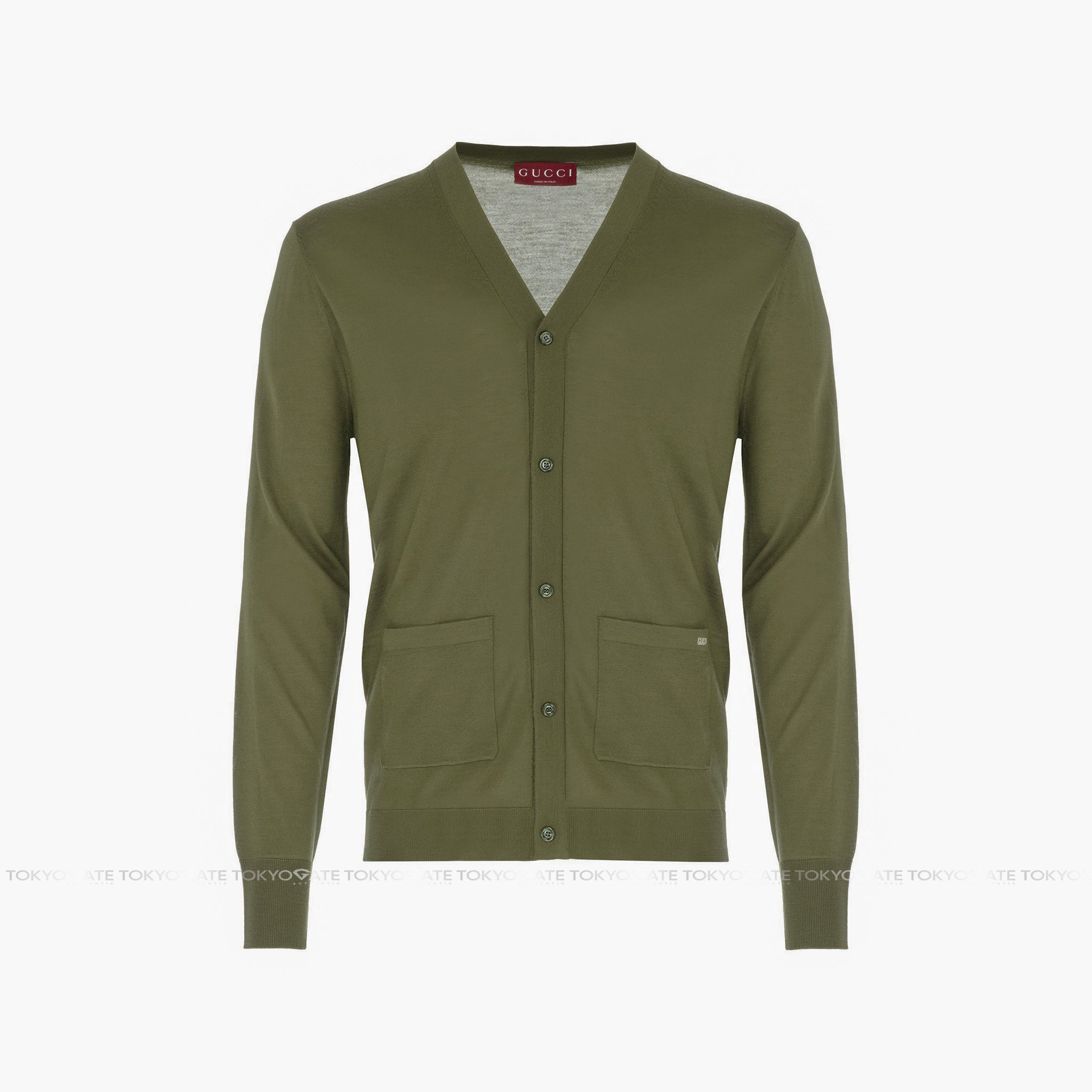 Áo khoác cardigan Gucci 822599 XKEP1 Inlay Logo Dark Green