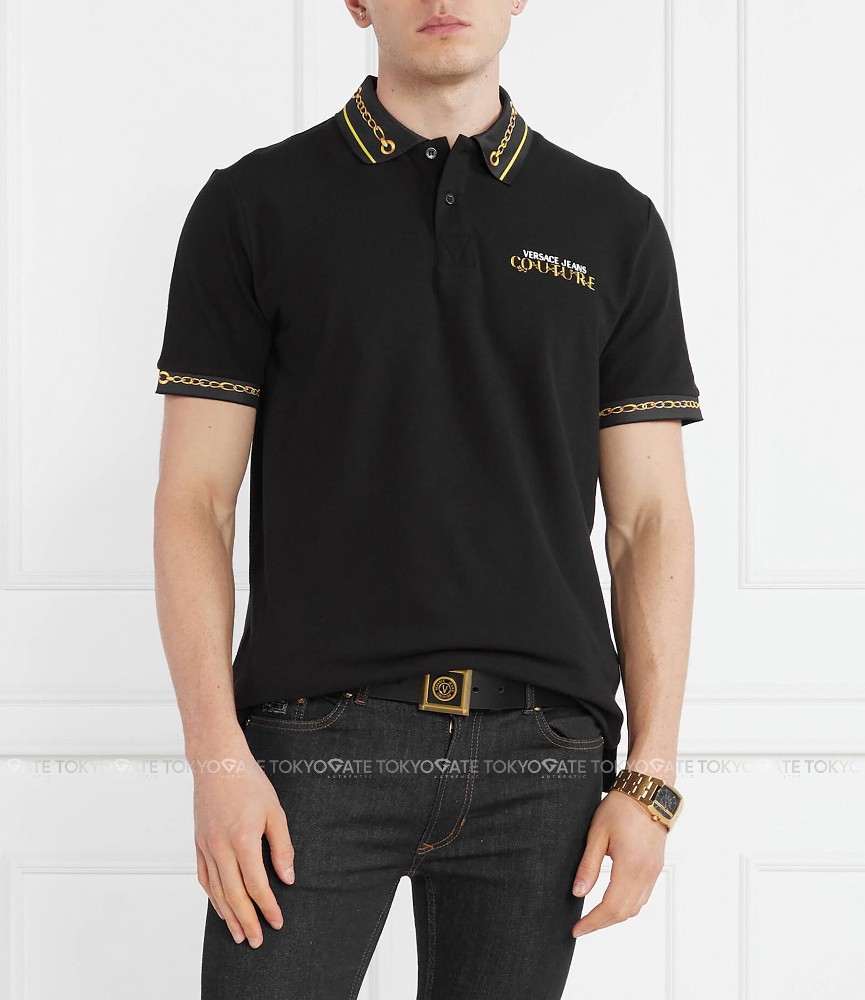 Áo polo Versace Jeans Couture 75GAGT01 CJ01T G89 Black Regular Fit