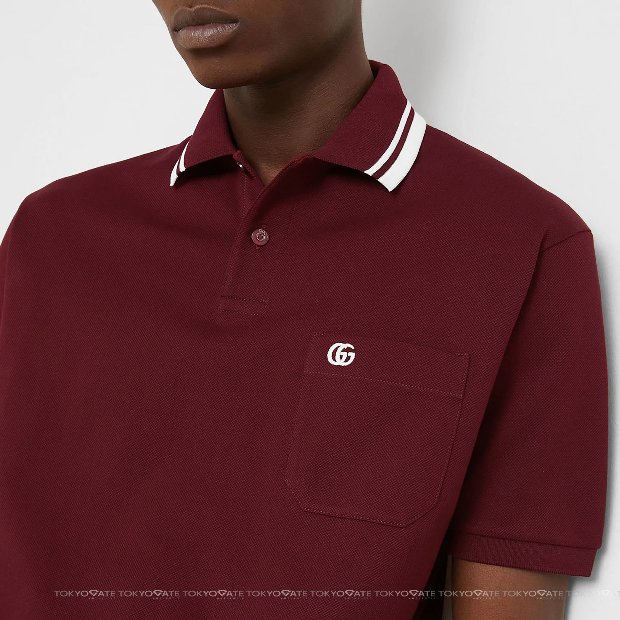 Áo polo Gucci 795174 XJHHM GG Cotton In Dark Red Regular Fit