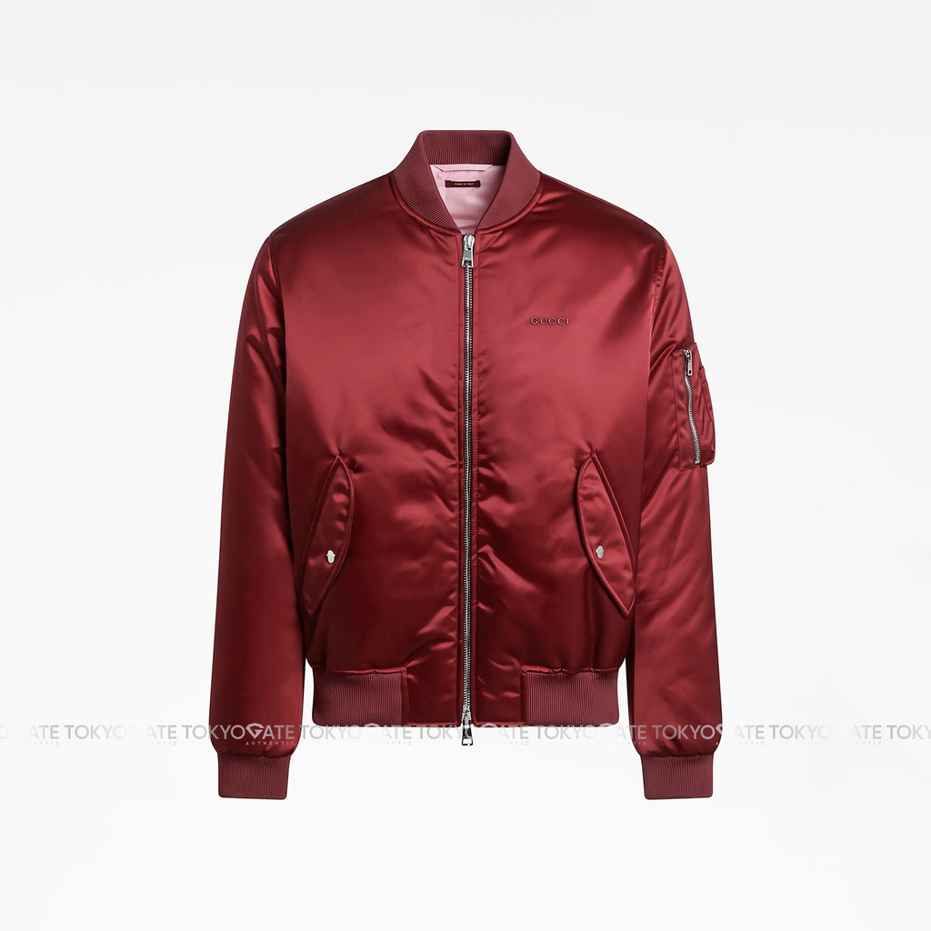 Áo khoác Gucci 823418 ZAADM 6052 Heavy Nylon Canvas Bomber Jacket In Dark Red
