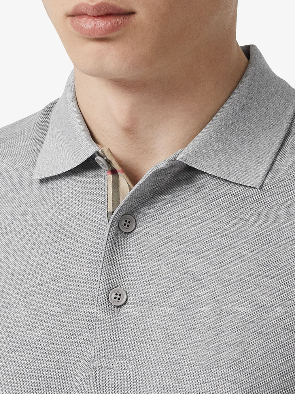 Áo polo Burberry 8092273 Hartford Pale Grey Melange Slim Fit