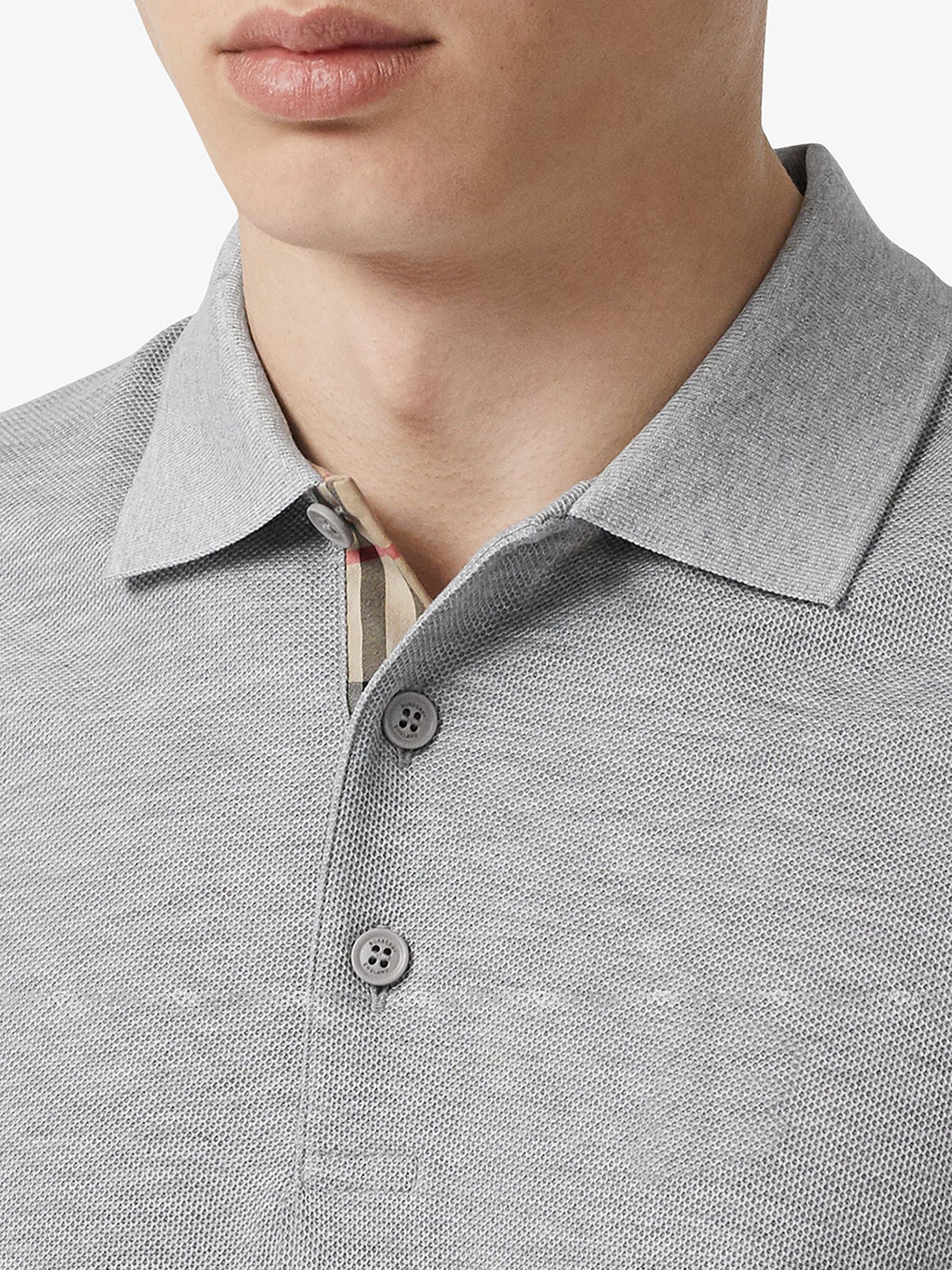 Áo polo Burberry 8092273 Hartford Pale Grey Melange Slim Fit