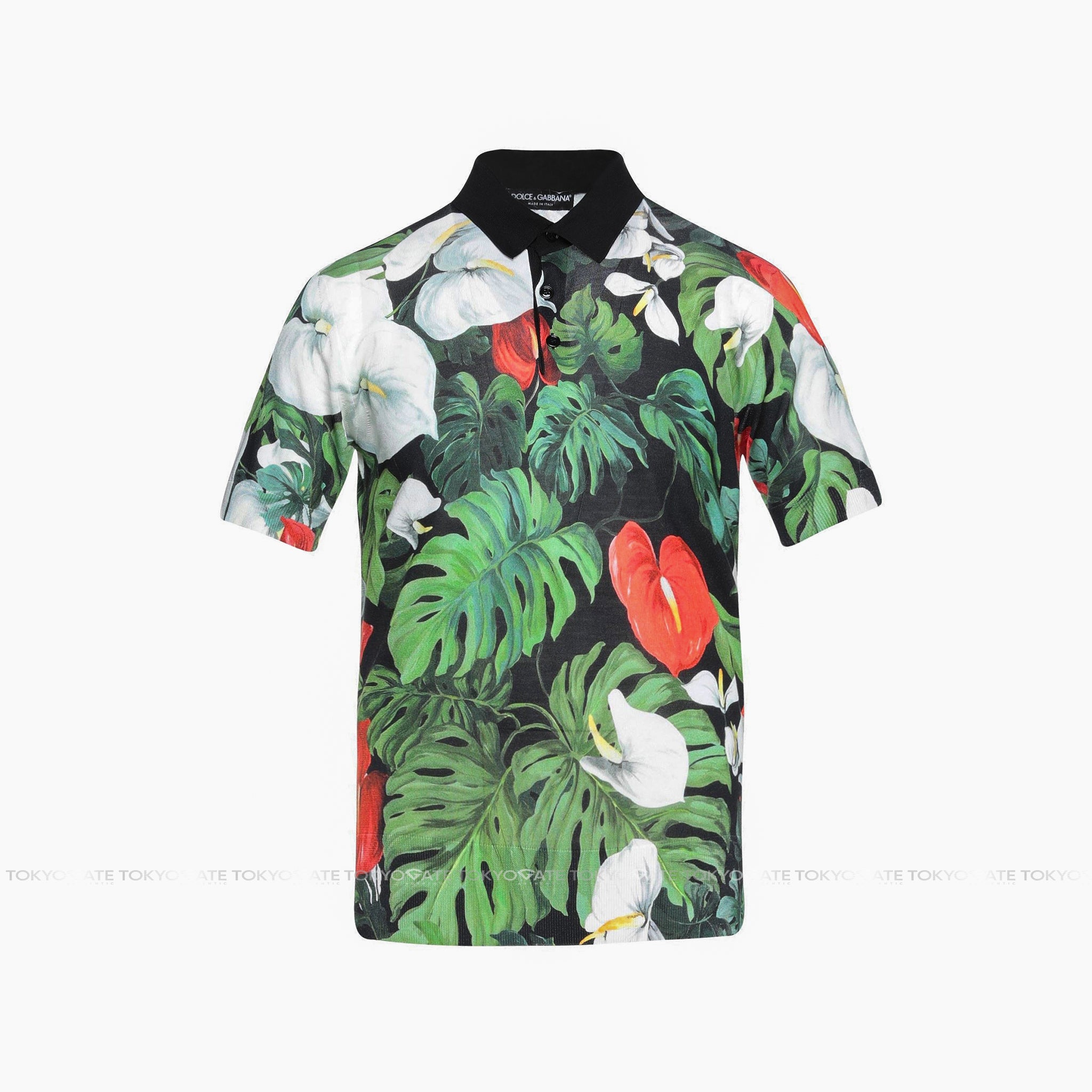 Áo polo D&G Floral Print Silk Jerrsey