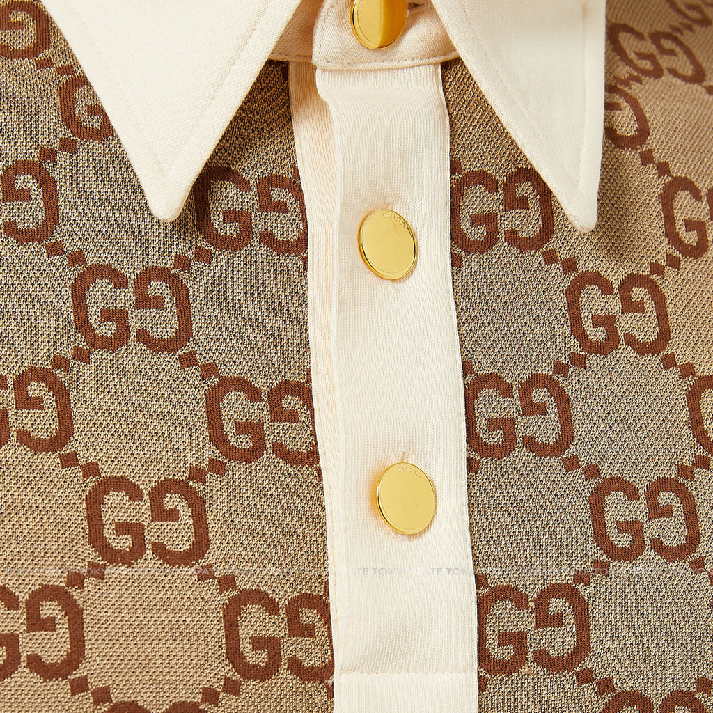 Áo polo Gucci 682015 XJD1F 2270 Jumbo GG Jacquard Áo polo Beige Regular Fit