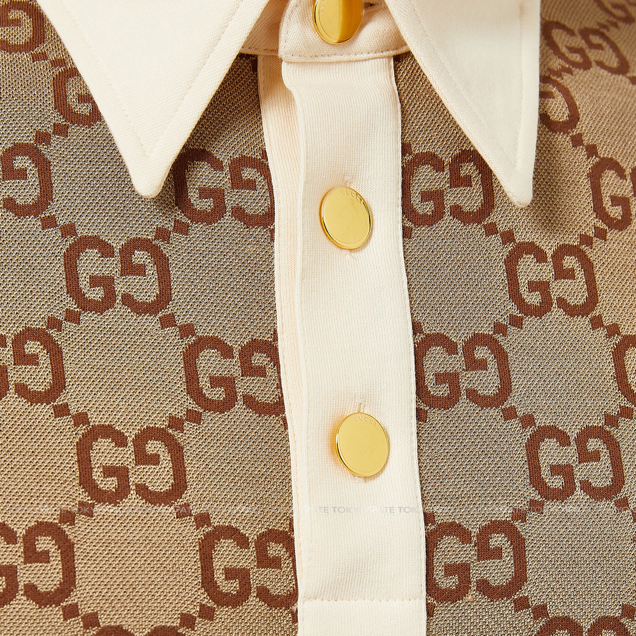 Polo Gucci 682015 XJD1F 2270 Jumbo GG Jacquard Polo Beige Regular Fit