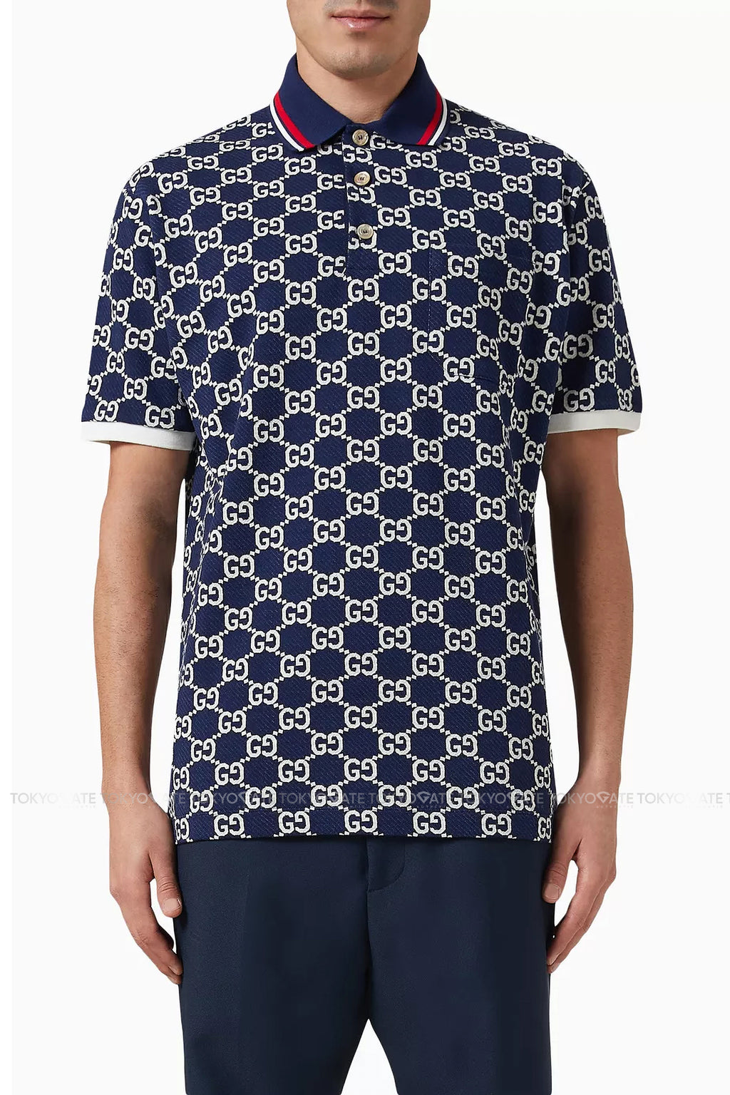Áo polo Gucci GG Cotton Jersey Jacquard 768636 XJF49 4492 Regular Fit