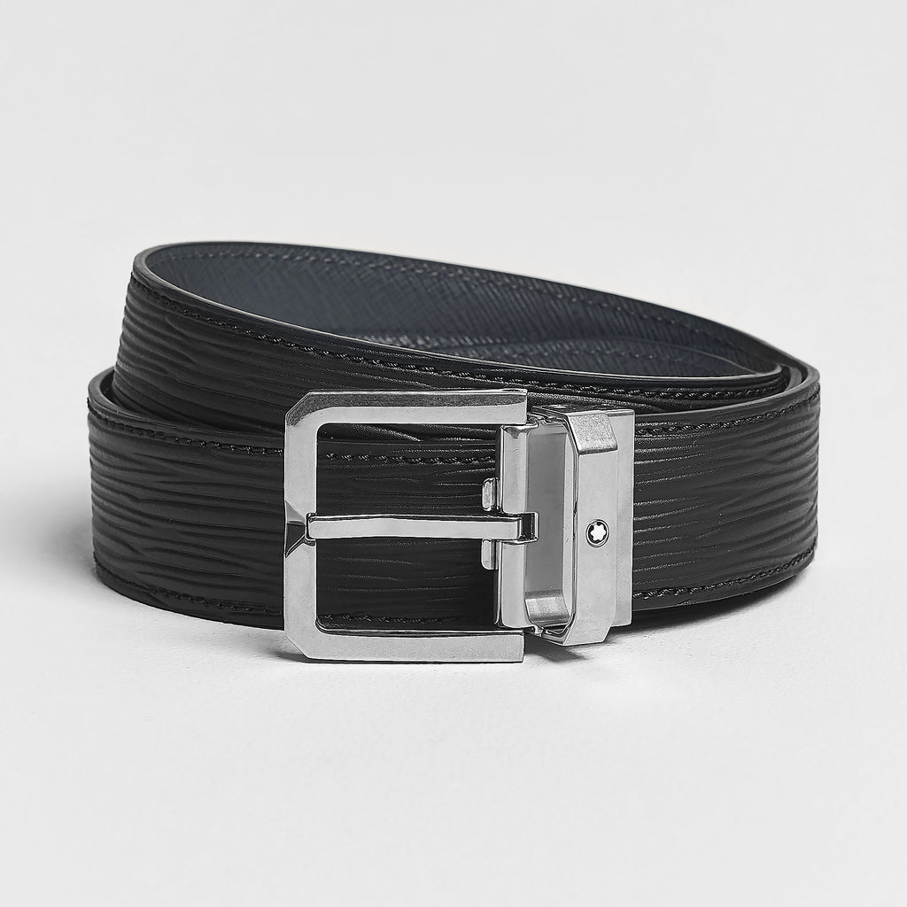 Dây lưng Montblanc MB131171 Black Grey Leather Belt
