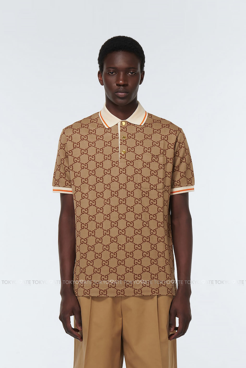 Áo polo Gucci 742384 XJFGU 2270 Cotton Silk Beige Regular Fit