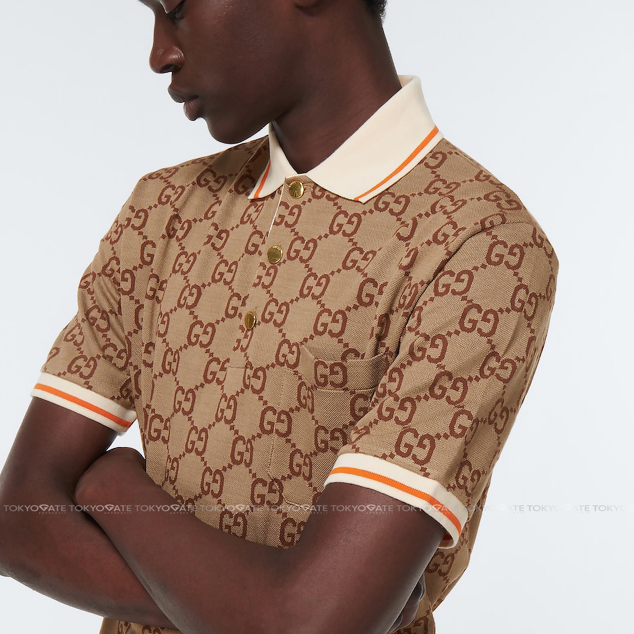 Áo polo Gucci 742384 XJFGU 2270 Cotton Silk Beige Regular Fit