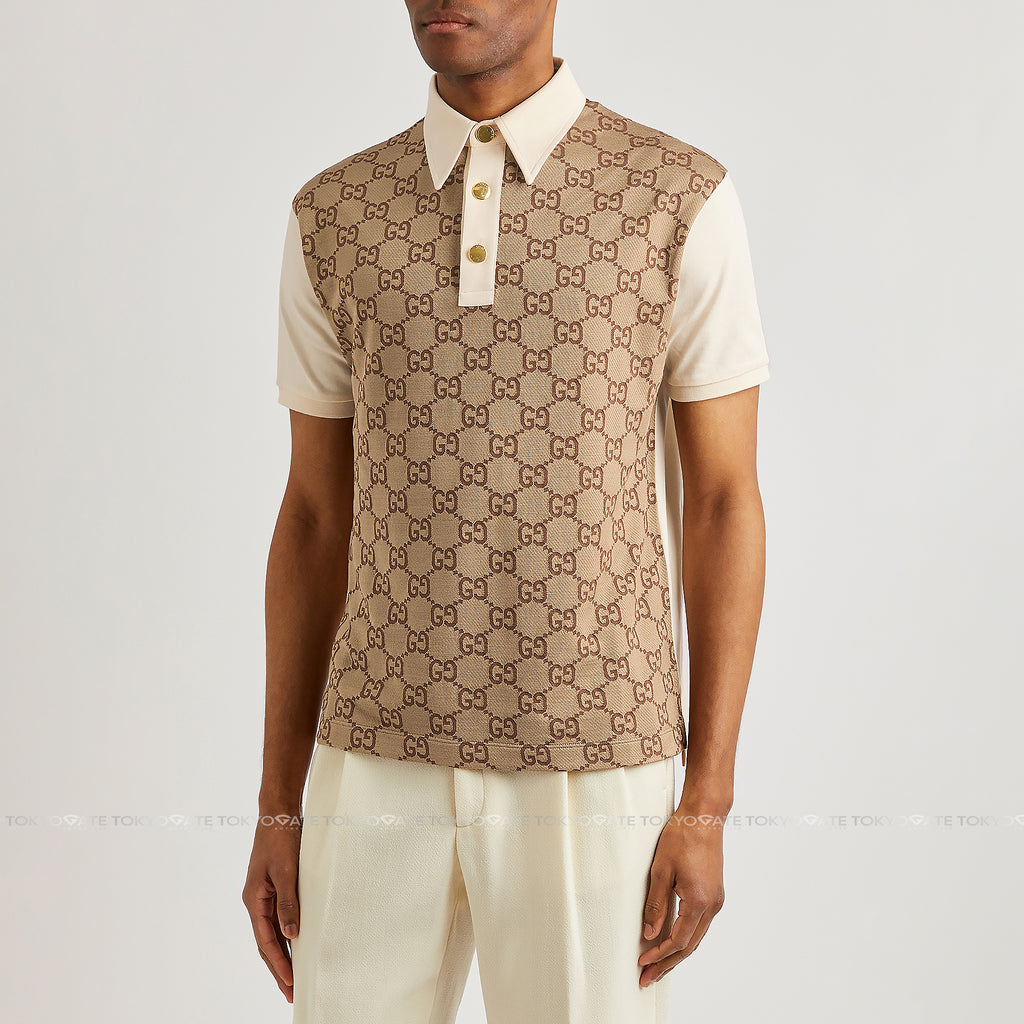 Áo polo Gucci 682015 XJD1F 2270 Jumbo GG Jacquard Áo polo Beige Regular Fit