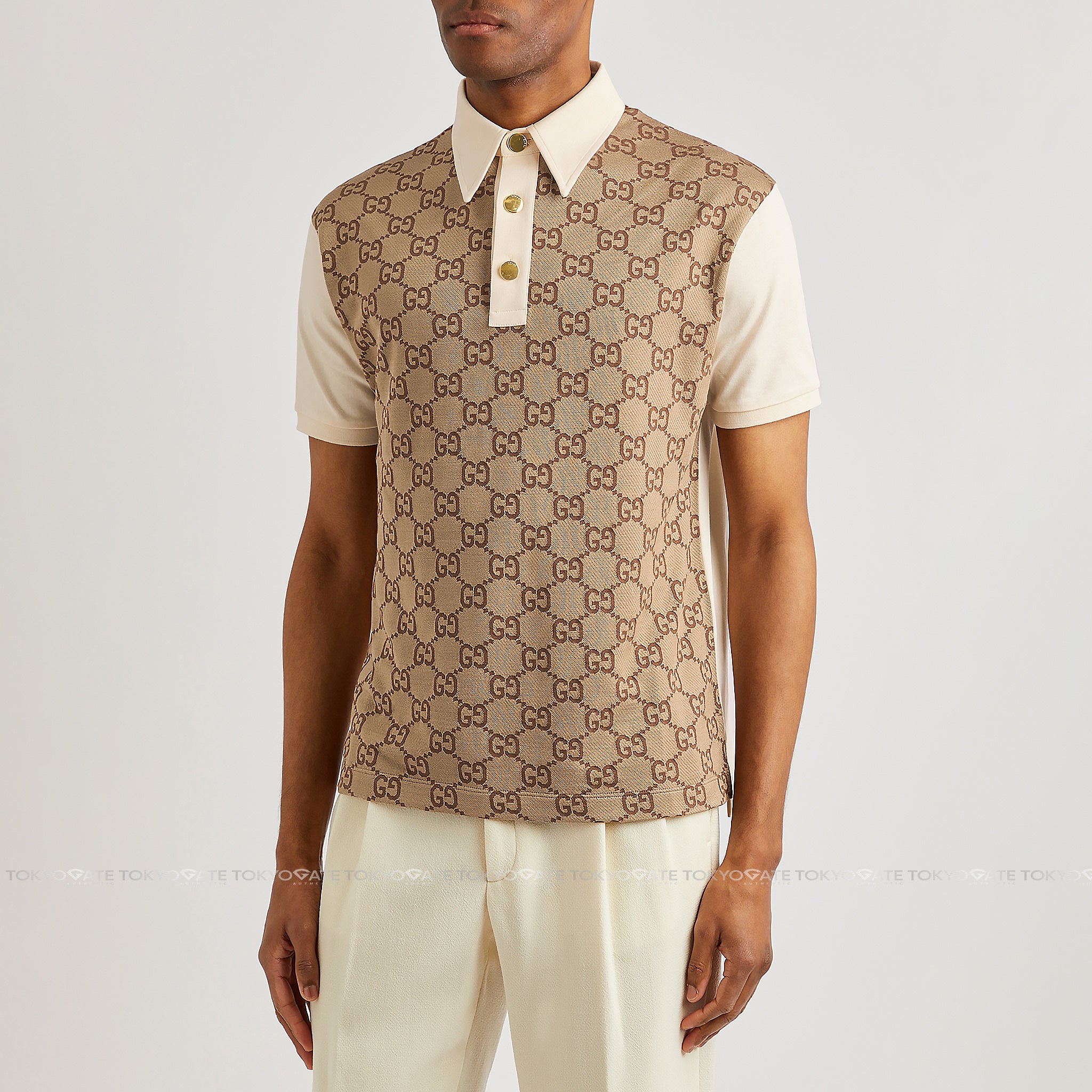 Polo Gucci 682015 XJD1F 2270 Jumbo GG Jacquard Polo Beige Regular Fit