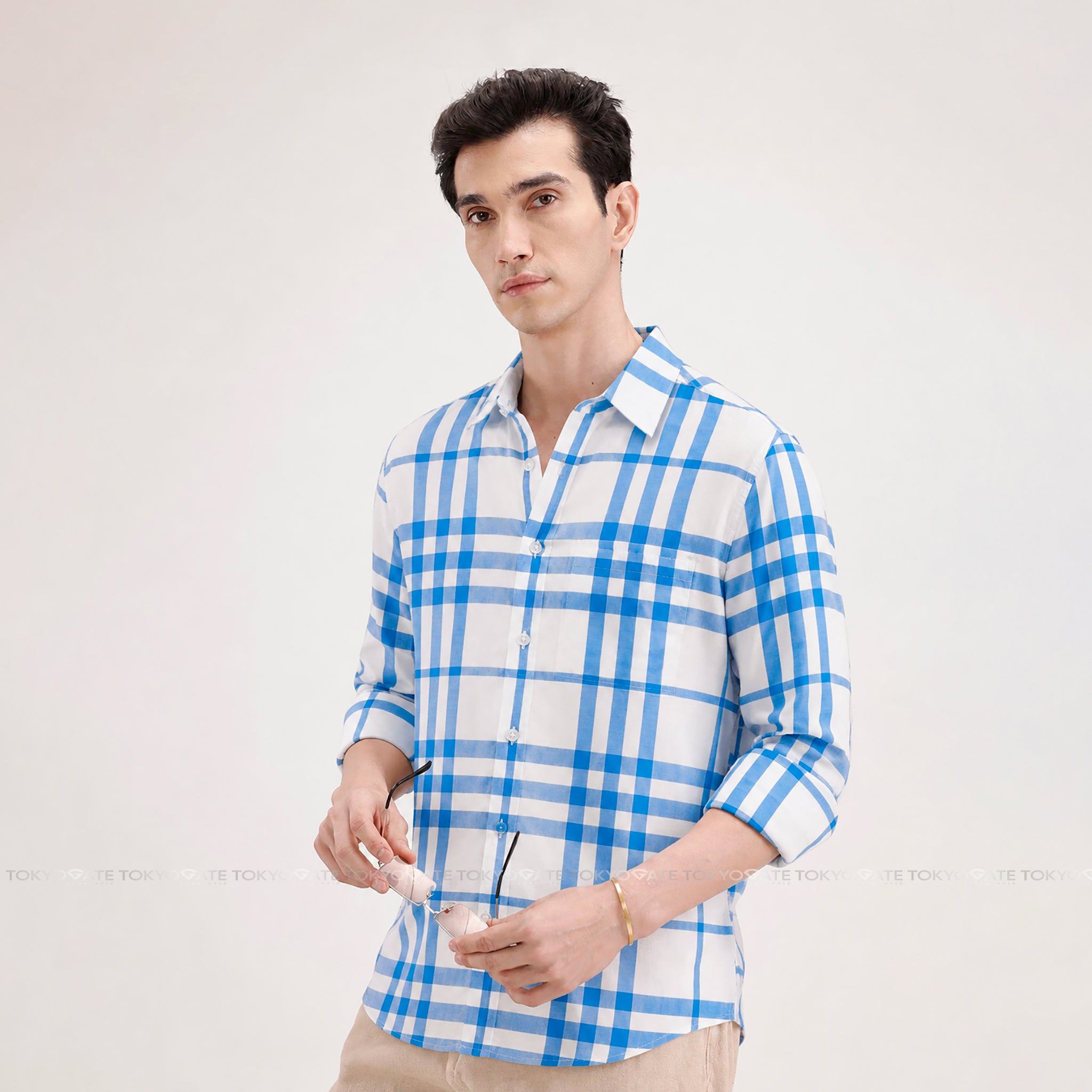 Áo sơ mi Burberry 8092916 Claverdon Sky Blue Slim Fit