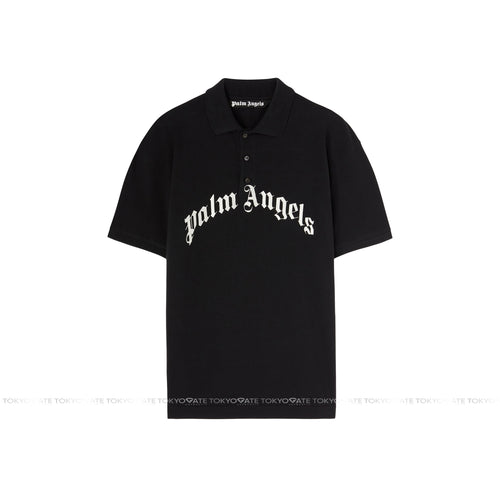 Áo polo Palm Angels Curved Logo Polo Short Sleeve Black Regular Fit