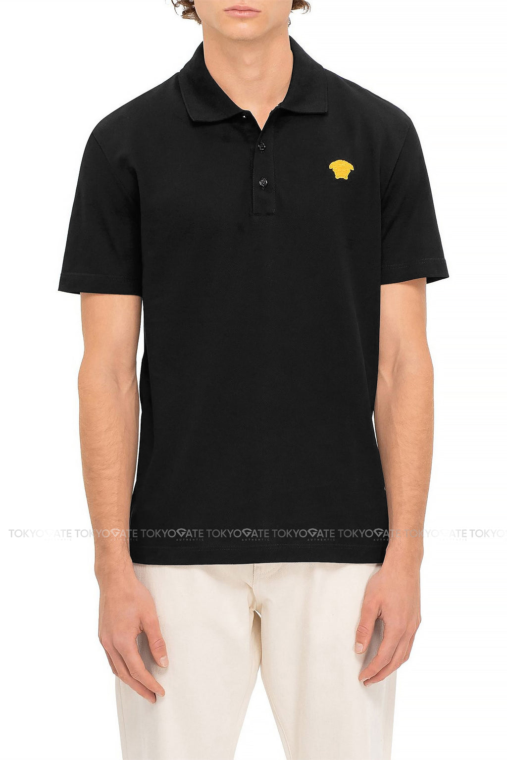 Áo polo Versace 1008492 1A06071 Medusa Logo Embroidered Black Regular Fit