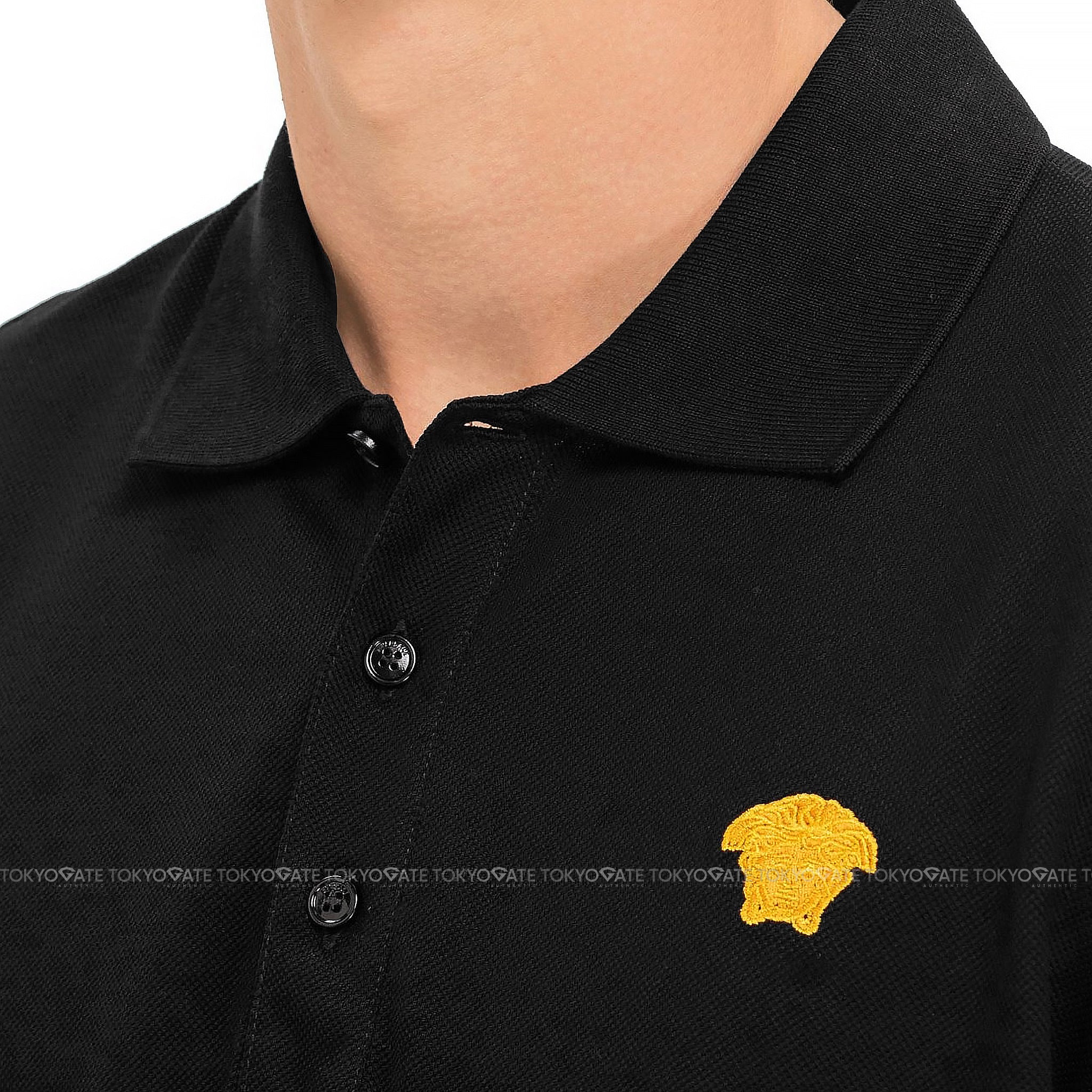 Áo polo Versace 1008492 1A06071 Medusa Logo Embroidered Black Regular Fit