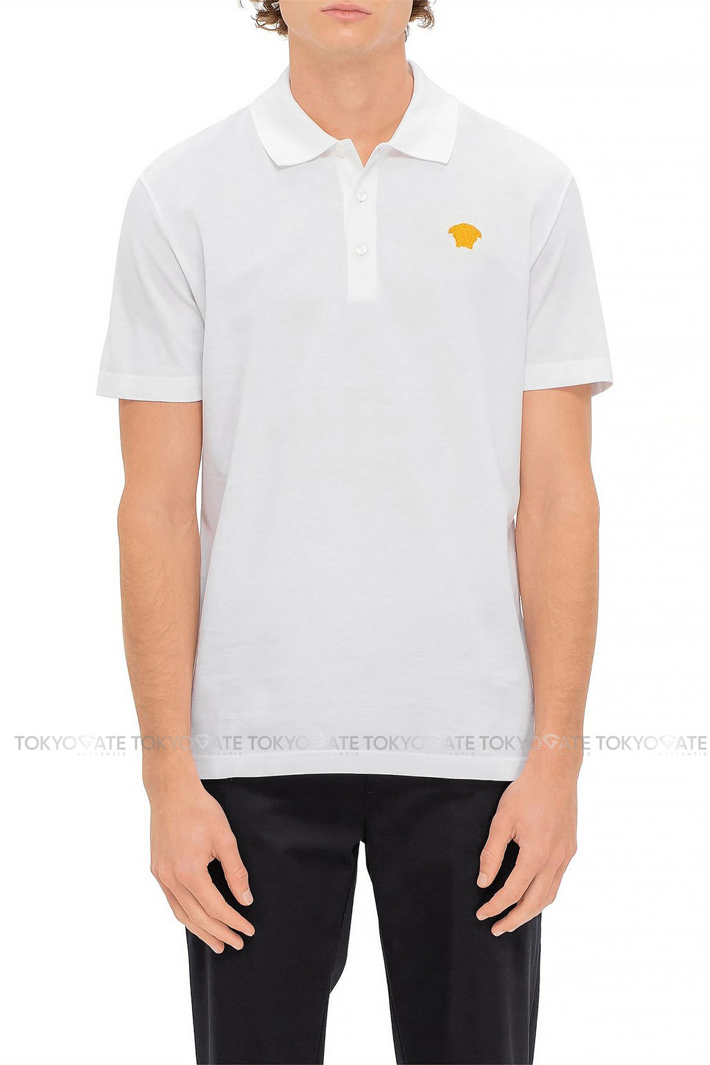 Áo polo Versace 1008492 1A06071 Medusa Logo Embroidered White Regular Fit
