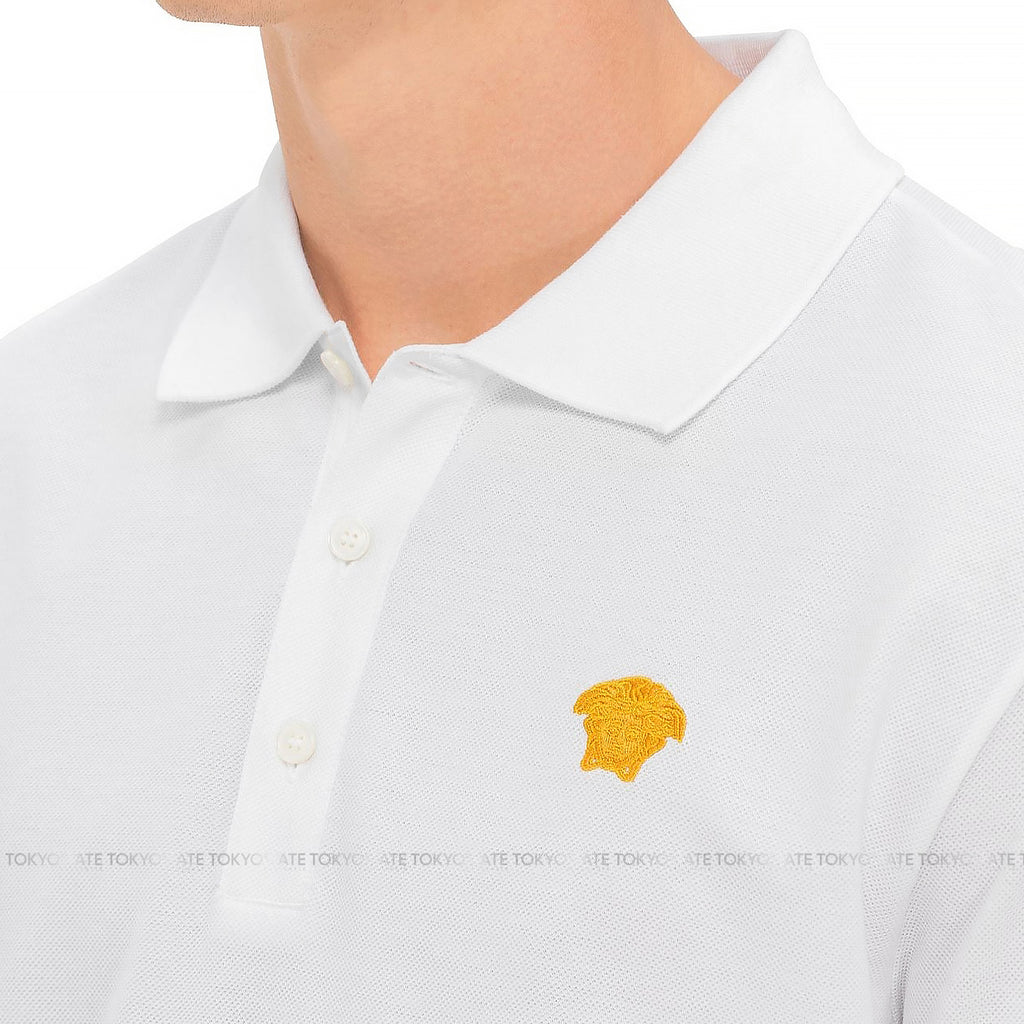 Áo polo Versace 1008492 1A06071 Medusa Logo Embroidered White Regular Fit