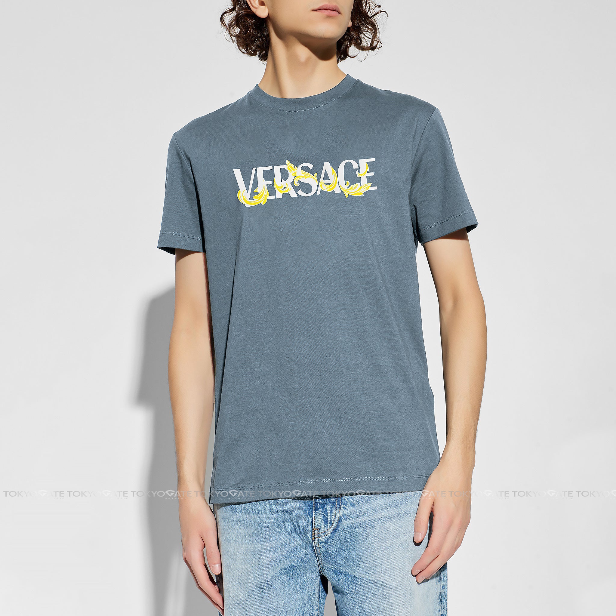 Áo phông Versace 1014427 1A16040 In Light Blue Regular Fit