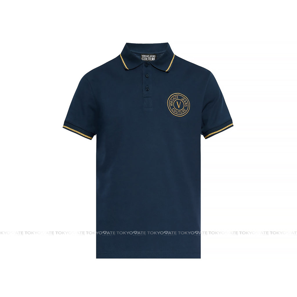 Áo polo Versace Jeans Couture 78GAGT00 78UP621 G83 Blue Gold Regular Fit