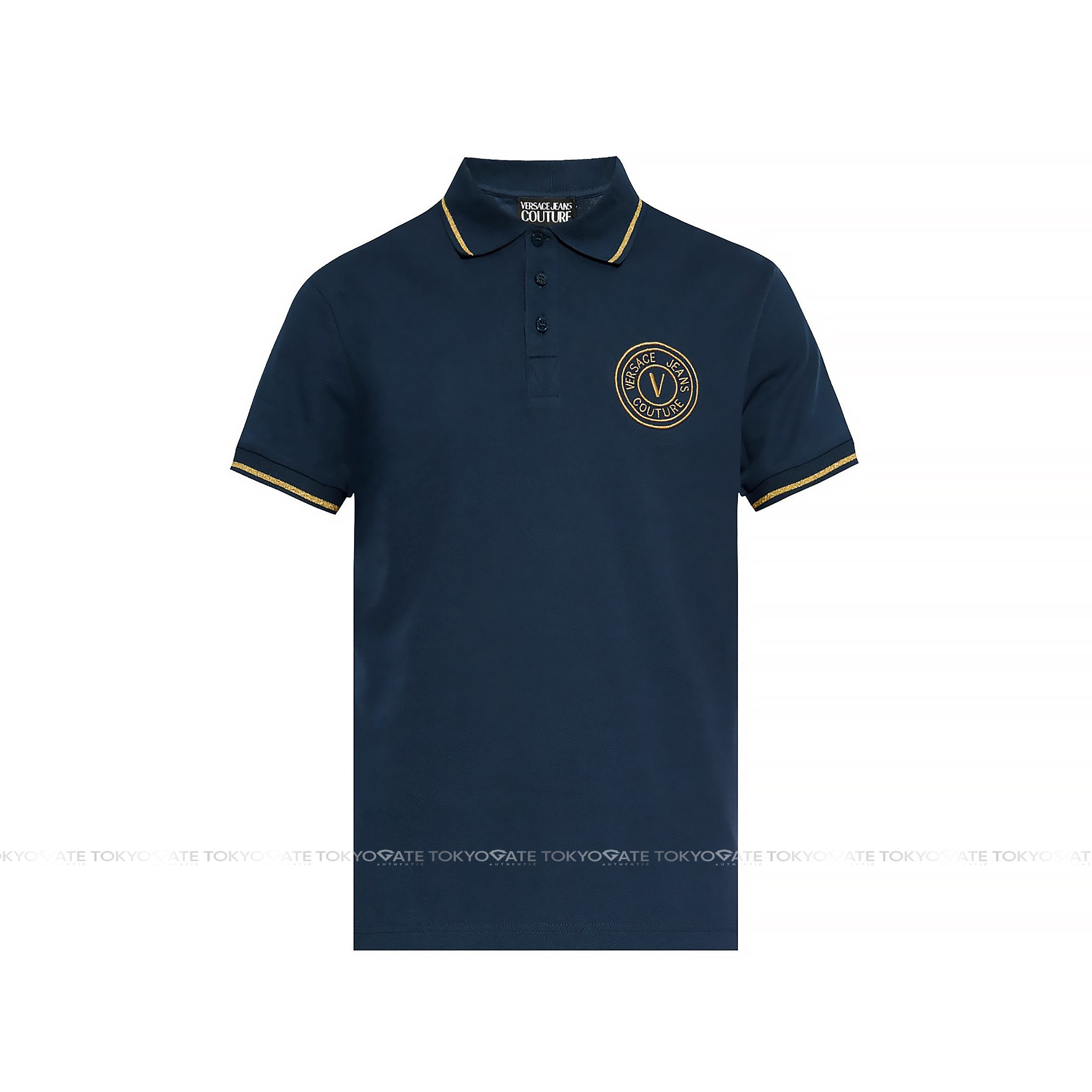 Áo polo Versace Jeans Couture 78GAGT00 78UP621 G83 Blue Gold Regular Fit