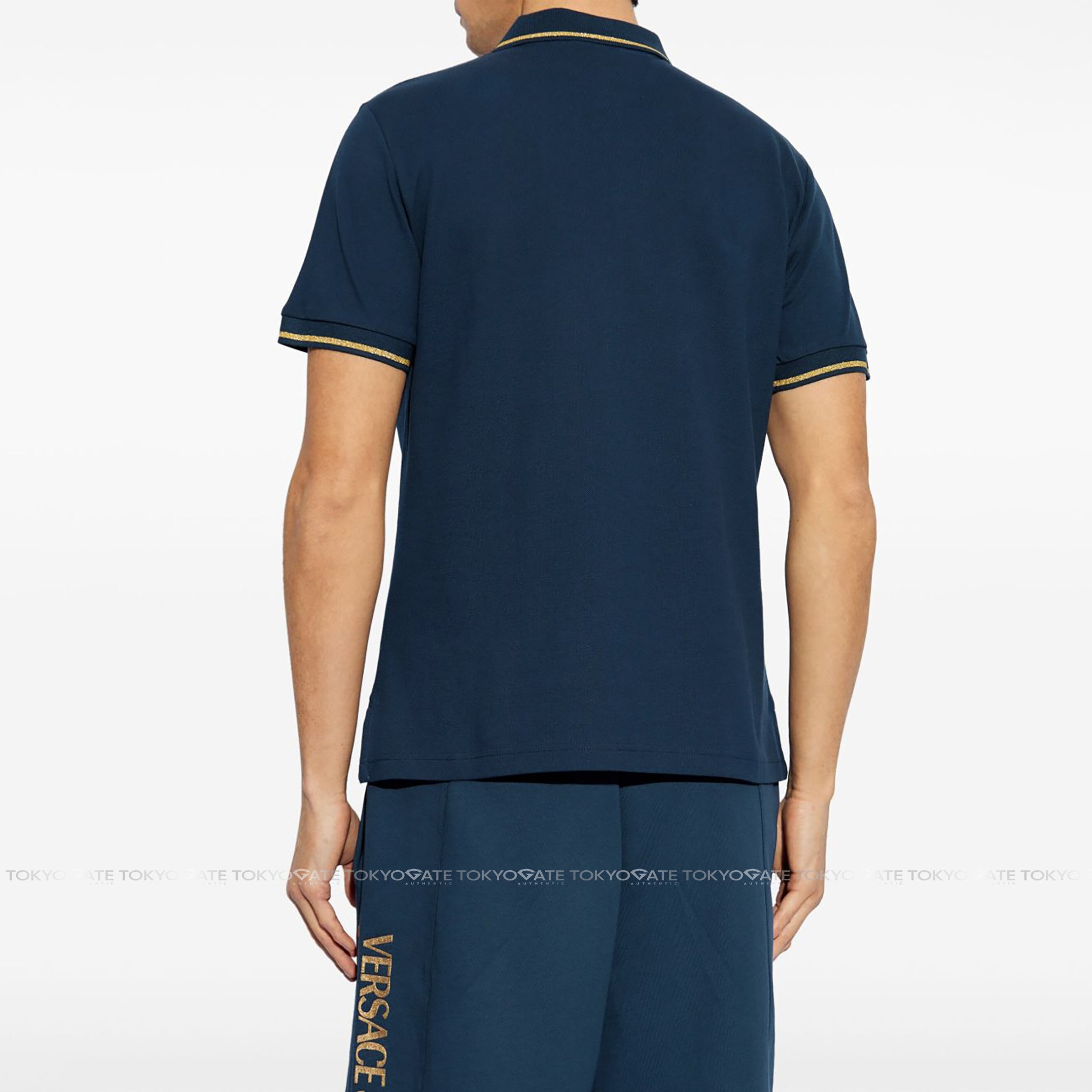 Áo polo Versace Jeans Couture 78GAGT00 78UP621 G83 Blue Gold Regular Fit