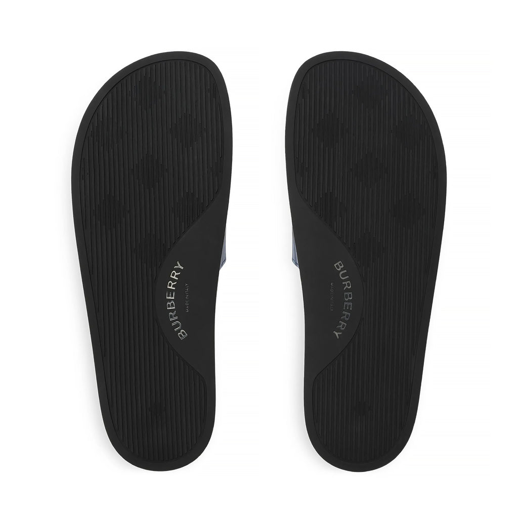 Dép Burberry 8112742 Check Slides Blue Rubber