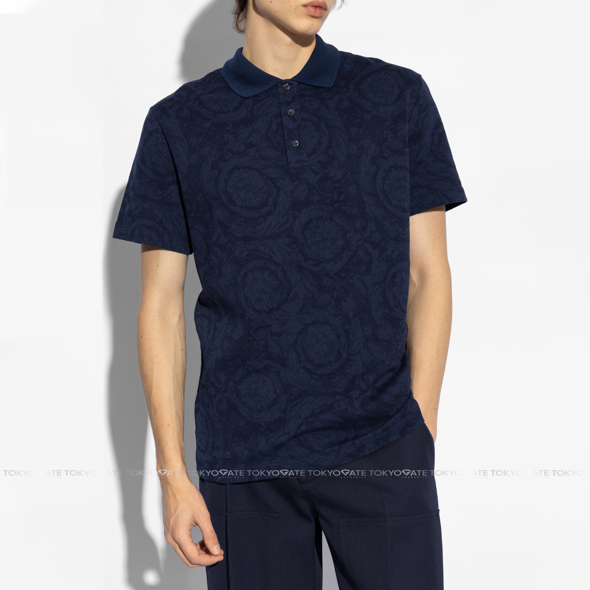 Áo polo Versace 1013906 1A09776 Barocco Jacquard Pique Polo