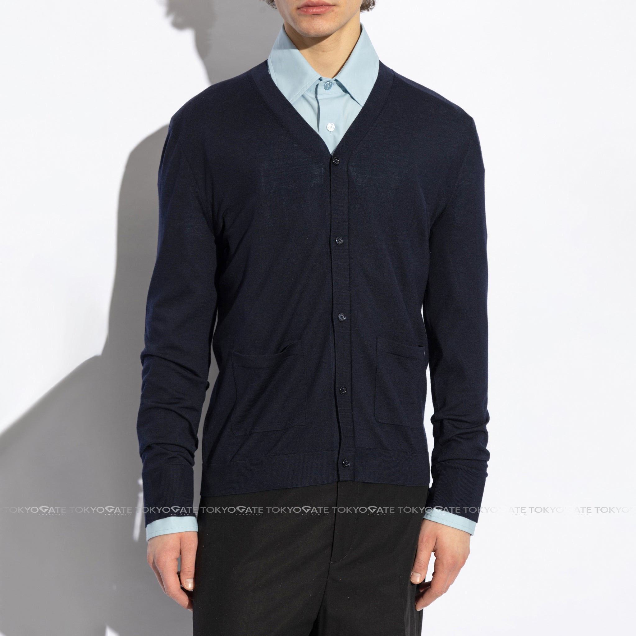 Áo khoác cardigan Gucci 822599 XKEP1 4632 Inlay Logo Navy