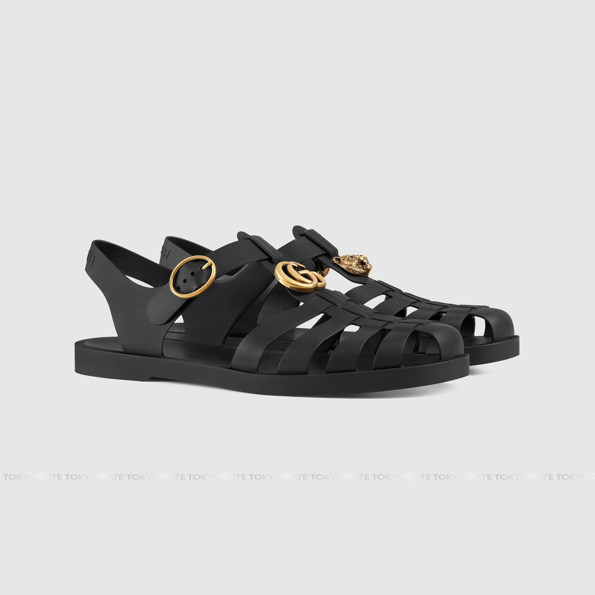 Dép Gucci Rubber Buckle Strap Sandal 463463 J8700 1000 Black