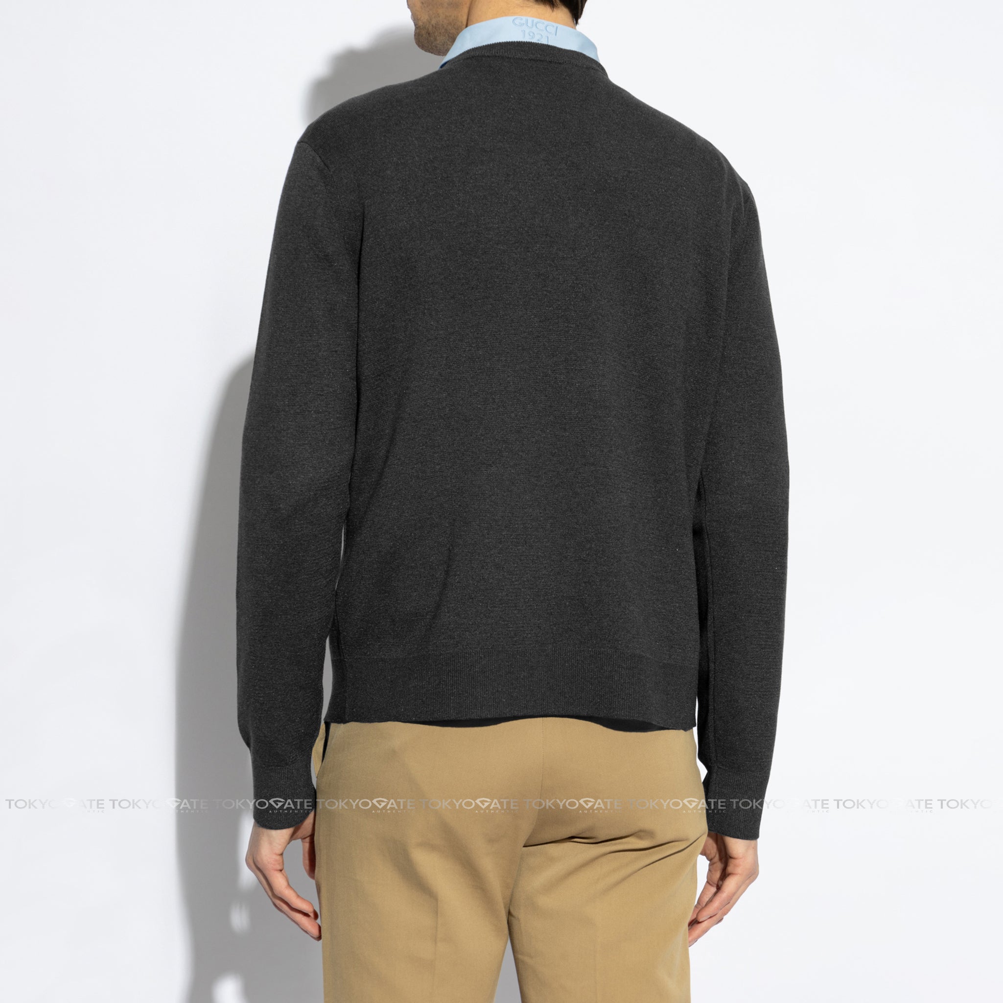 Áo len Gucci 819421 XKD2A 1423 Silk Cotton Jumper Dark Grey