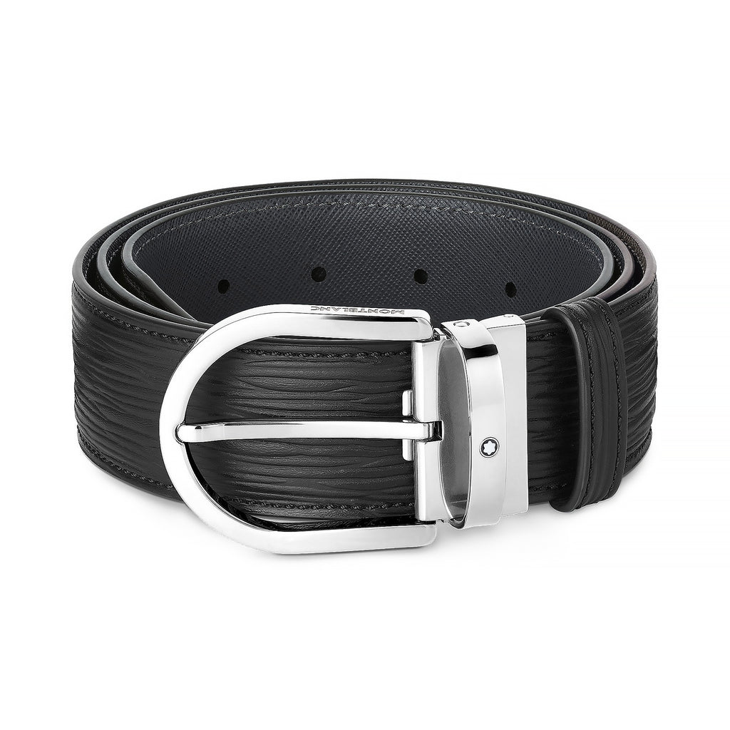 Dây lưng Montblanc MB131172 Black Grey Leather Belt