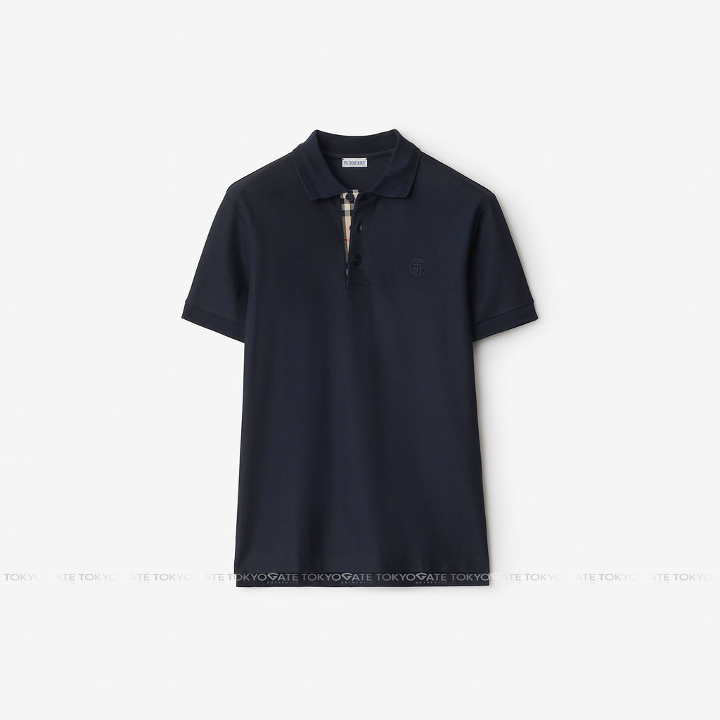 Áo polo Burberry 8055227 SS New Eddie TB Coal Blue Slim Fit
