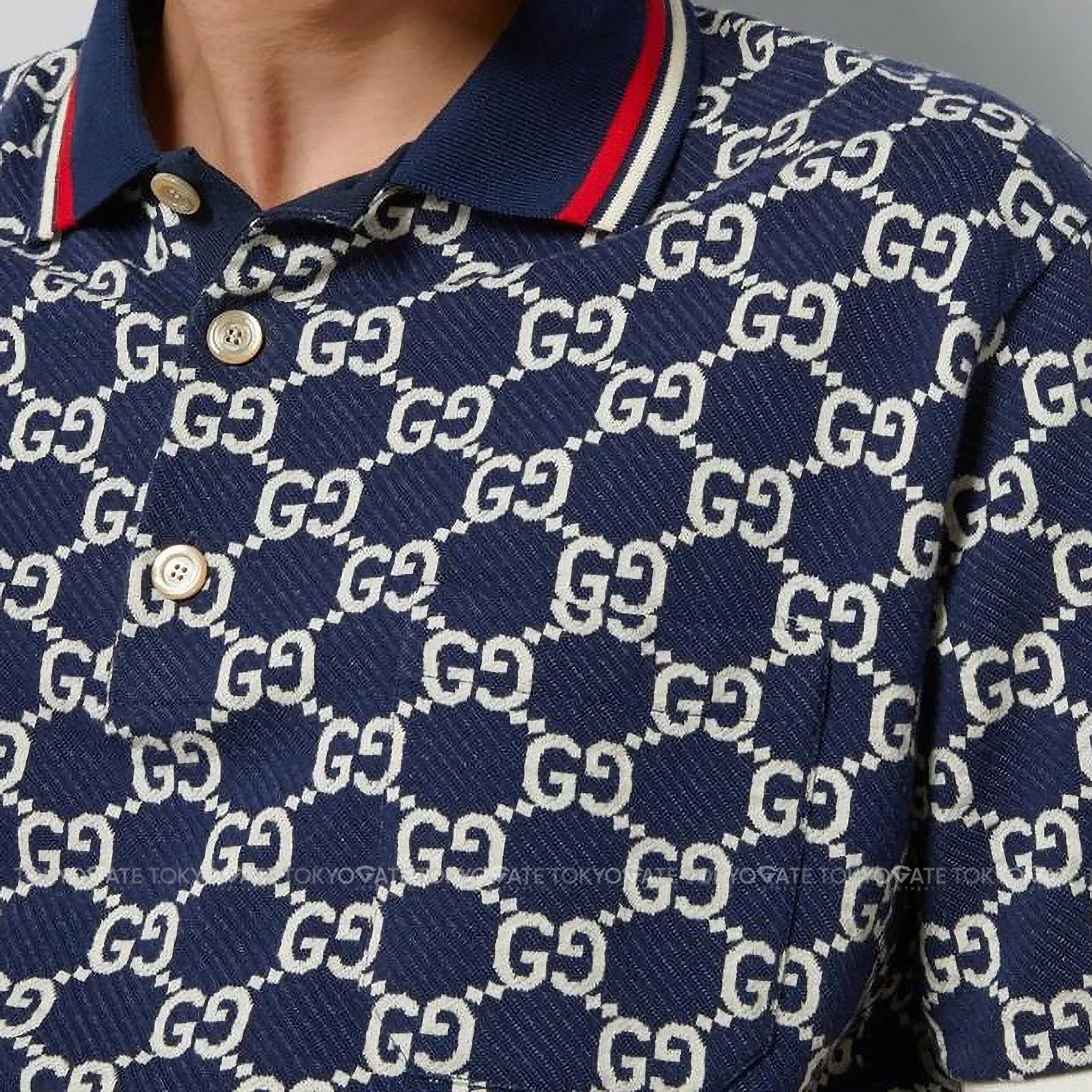 Áo polo Gucci GG Cotton Jersey Jacquard 768636 XJF49 4492 Regular Fit