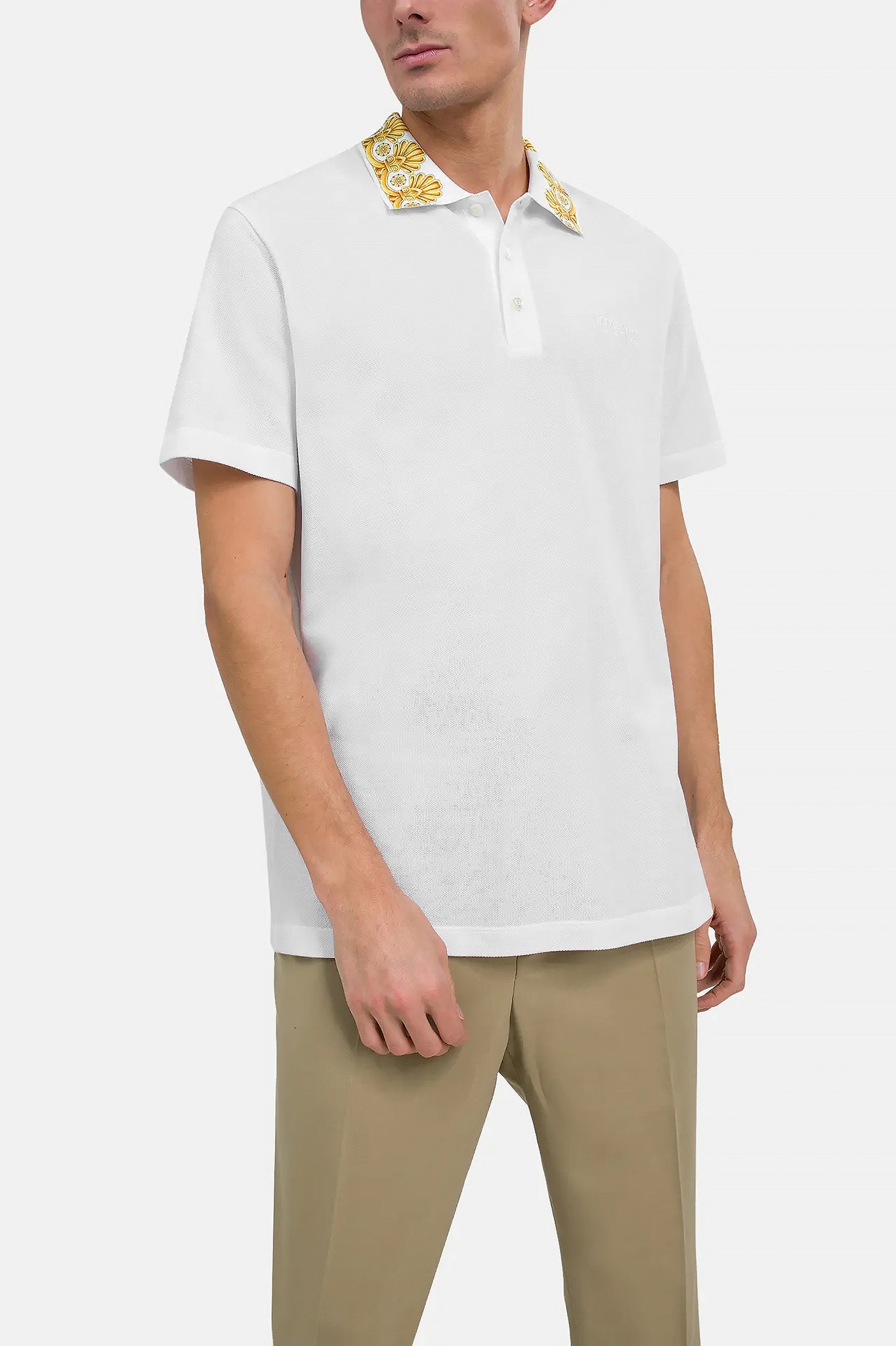 Áo polo Versace 1012260 1A10242 White Regular Fit