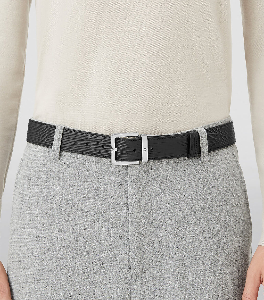 Dây lưng Montblanc MB131171 Black Grey Leather Belt