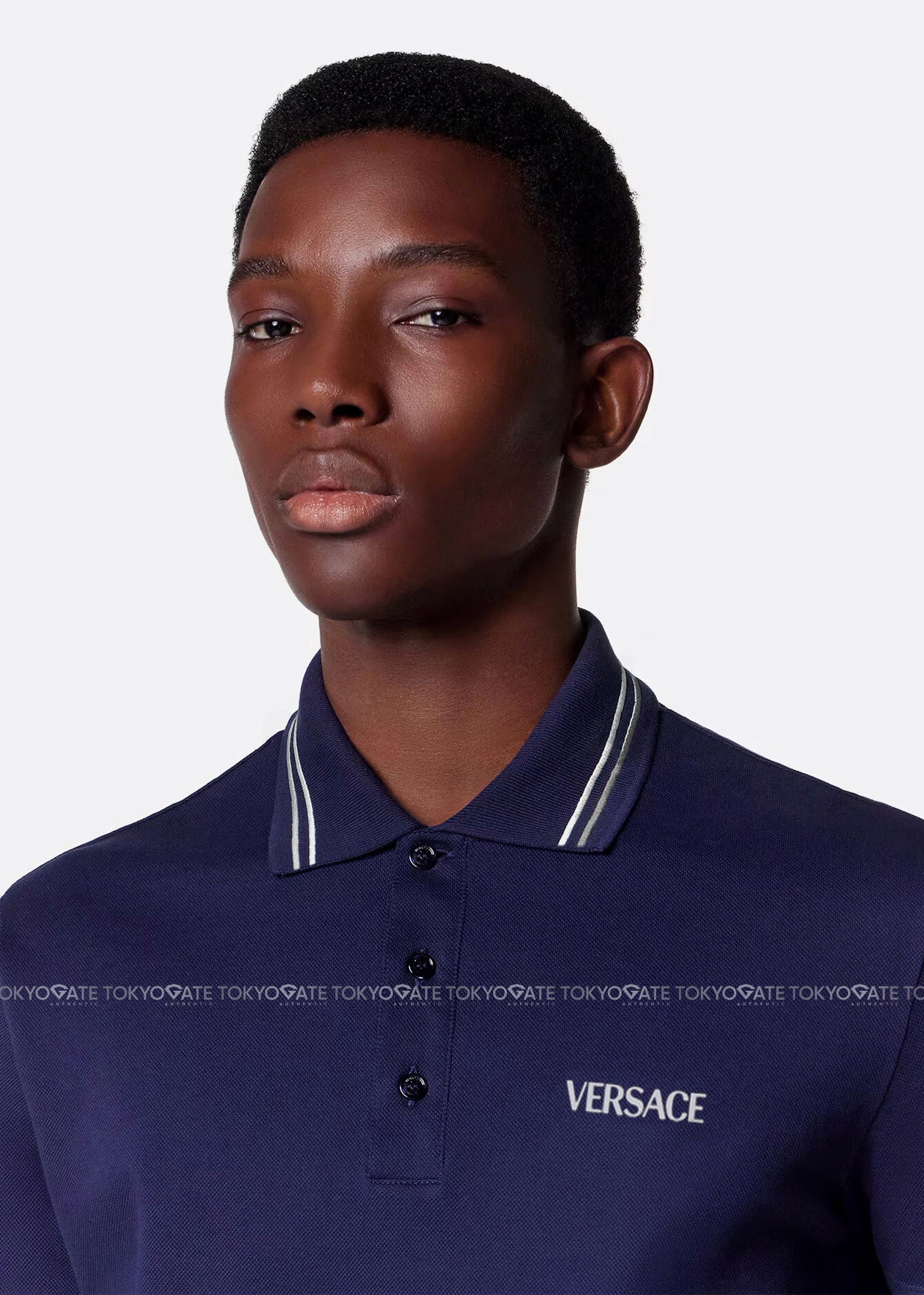 Áo polo Versace 1011851 1A14049 Navy Regular Fit