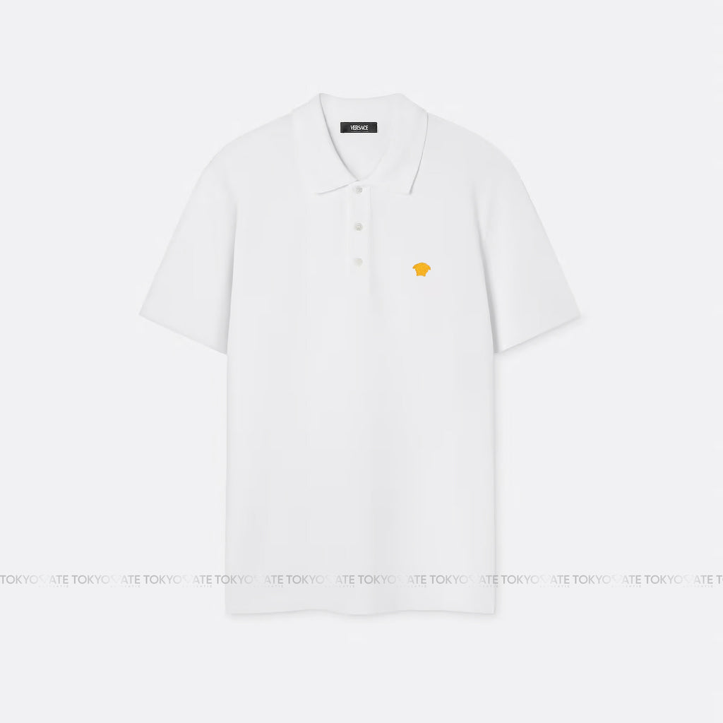 Áo polo Versace 1008492 1A06071 Medusa Logo Embroidered White Regular Fit