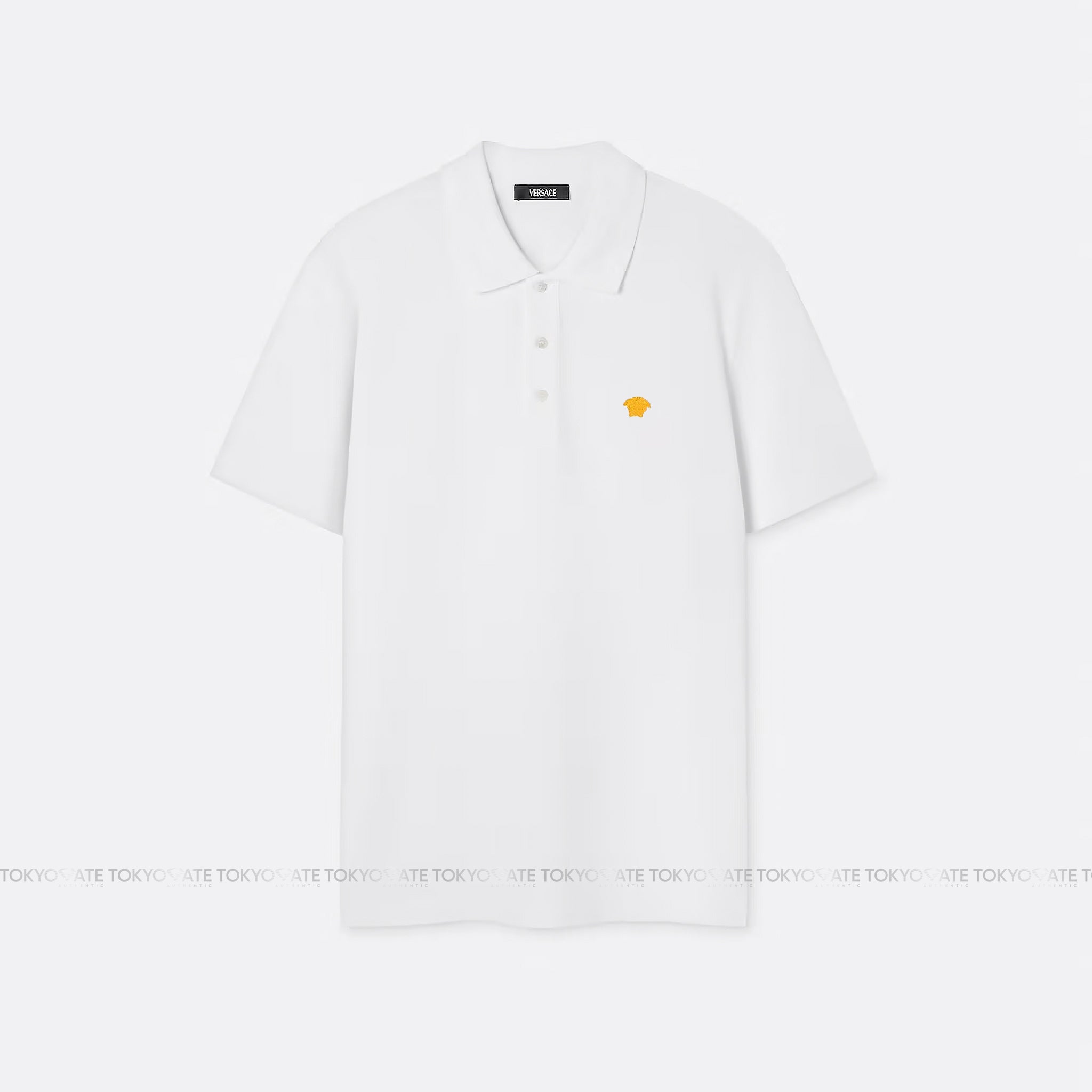 Áo polo Versace 1008492 1A06071 Medusa Logo Embroidered White Regular Fit