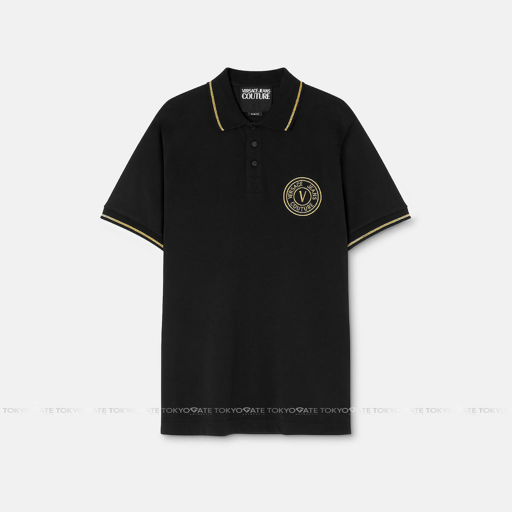 Áo polo Versace Jeans Couture 78GAGT00 78UP621 G89 Black Gold Regular Fit