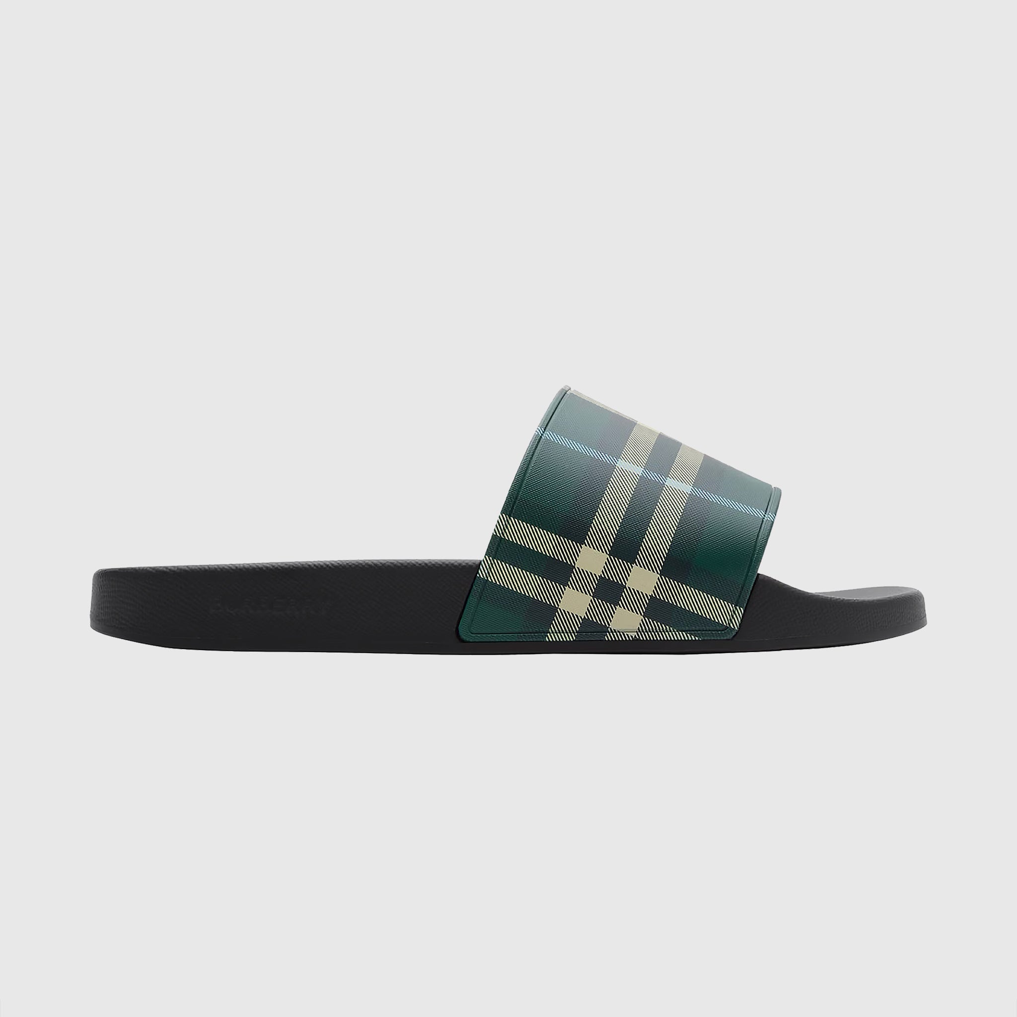 Dép Burberry 81127421 Check Slides Leaf Green IP Check
