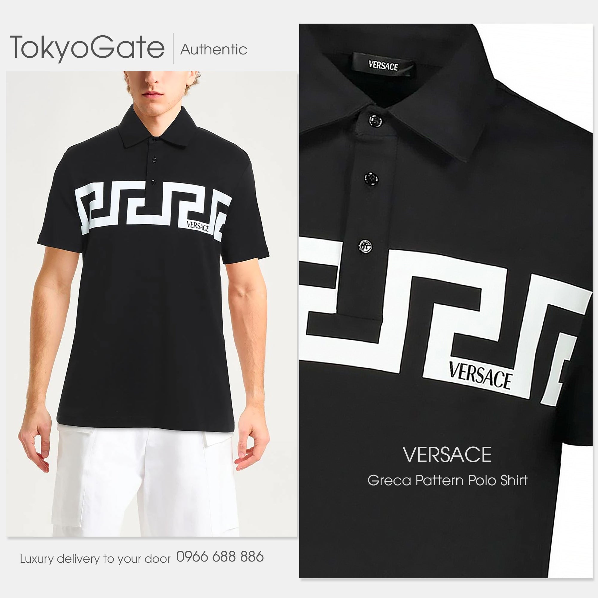 Áo polo Versace 1019259 1A13841 Black Regular Fit