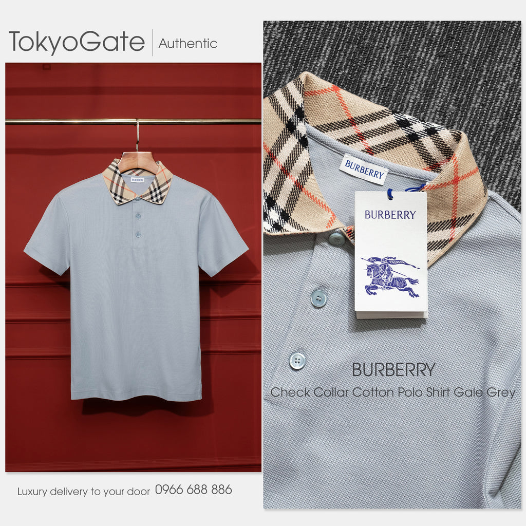 Áo polo Burberry 81269681 SP25 MW FOR Gale Grey Slim Fit