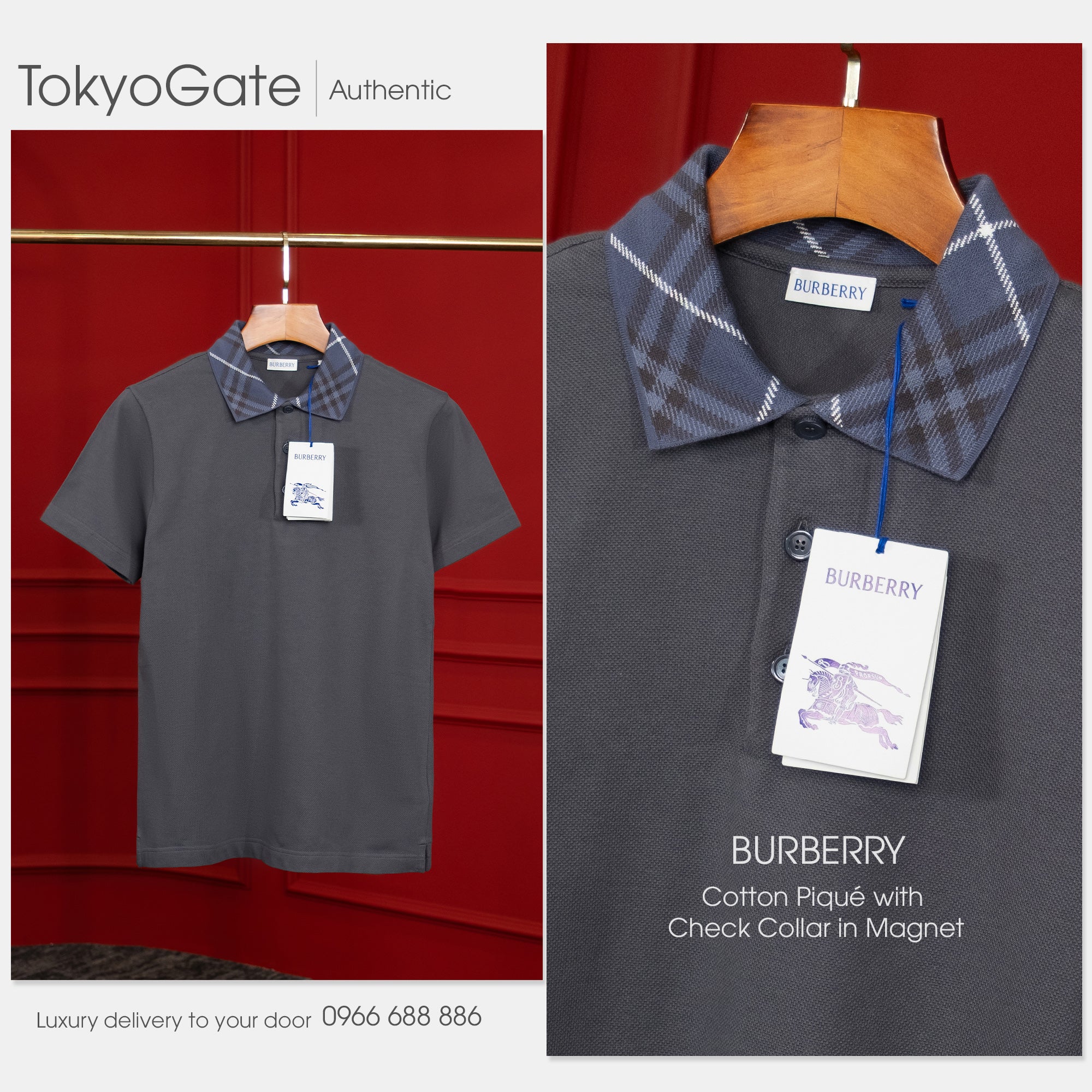 Áo polo Burberry SP25 MW FOR Magnet Slim Fit