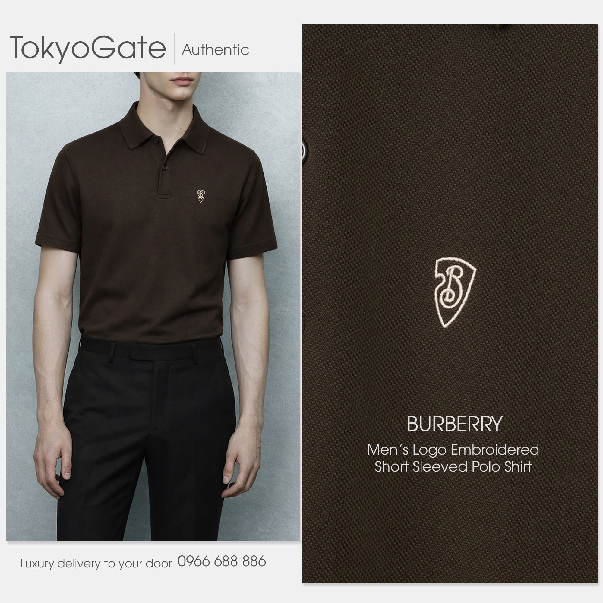 Áo polo Burberry SS W24 MW SIC Shadow Slim Fit