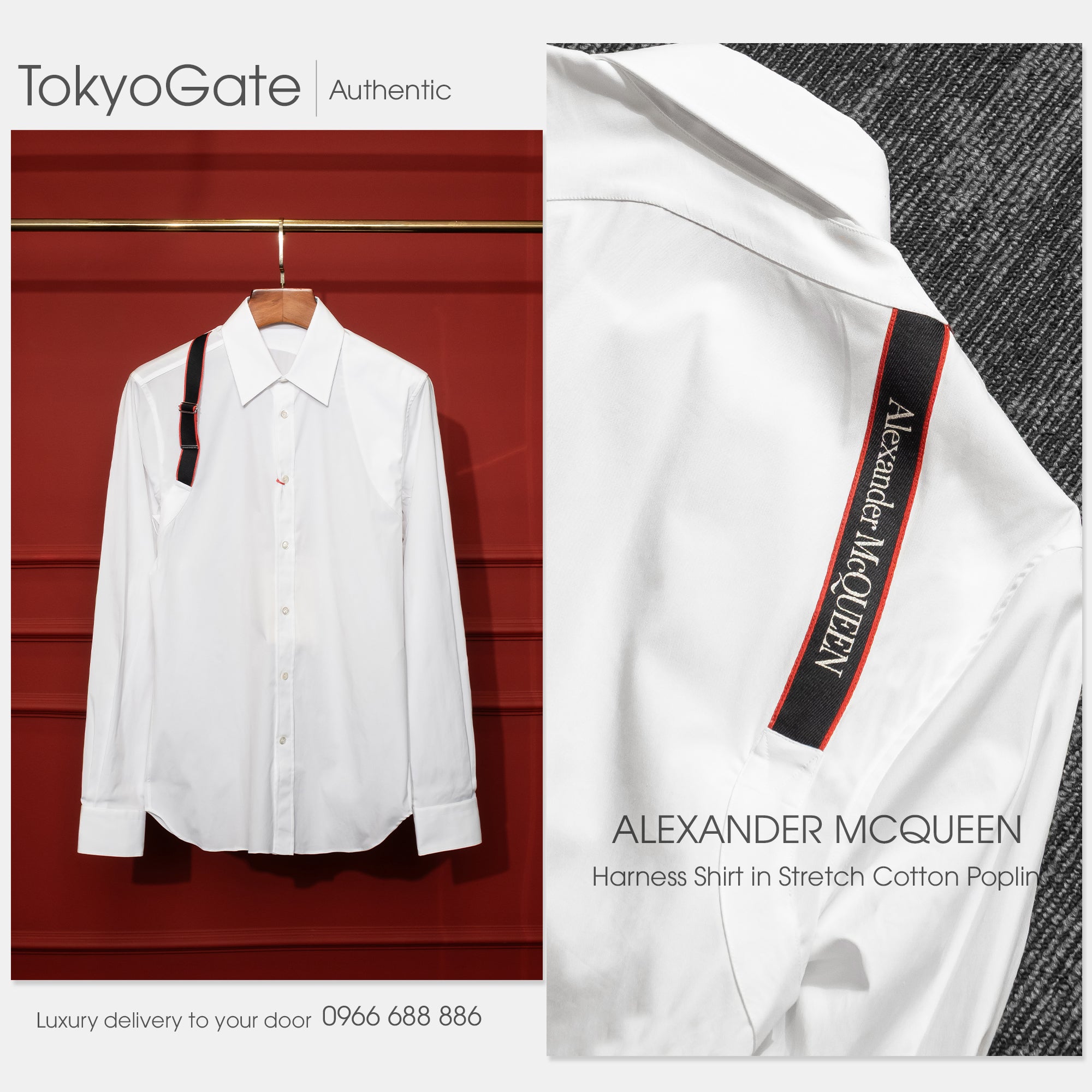 Áo sơ mi Alexander McQueen 615271 QRN44 White Slim Fit