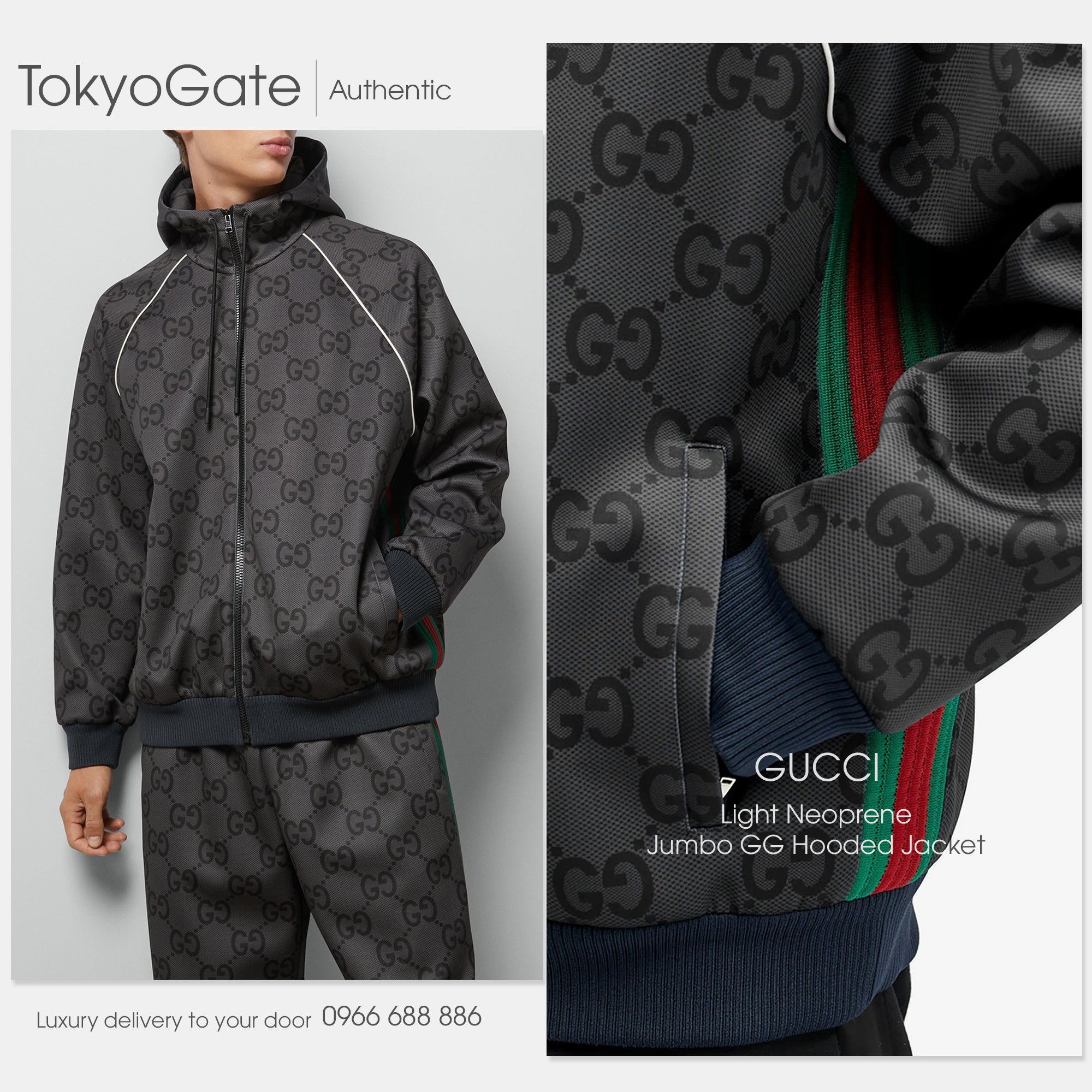 Áo khoác Gucci 771619 XJF52 1155 Jumbo GG Zip Jacket With Web