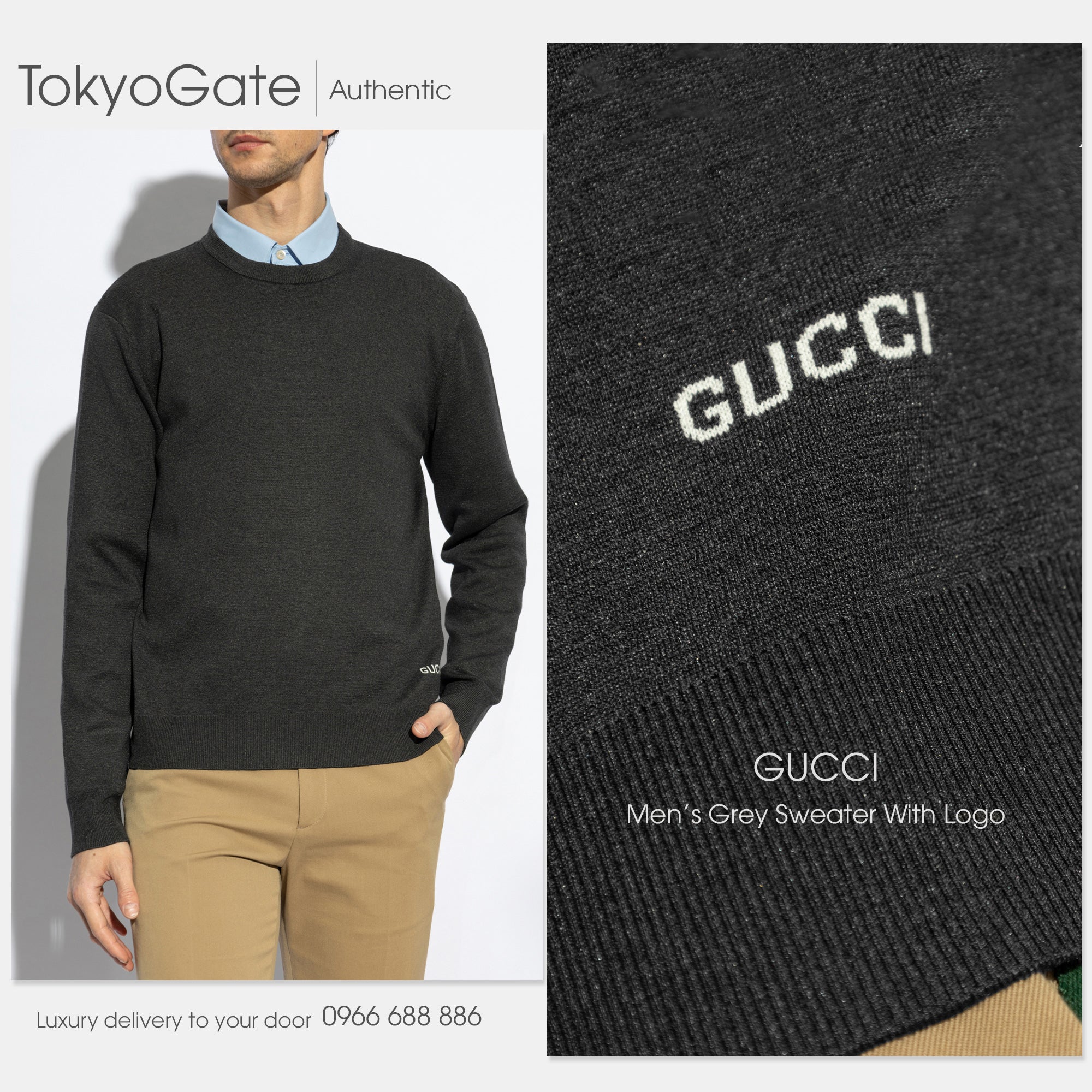Áo len Gucci 819421 XKD2A 1423 Silk Cotton Jumper Dark Grey