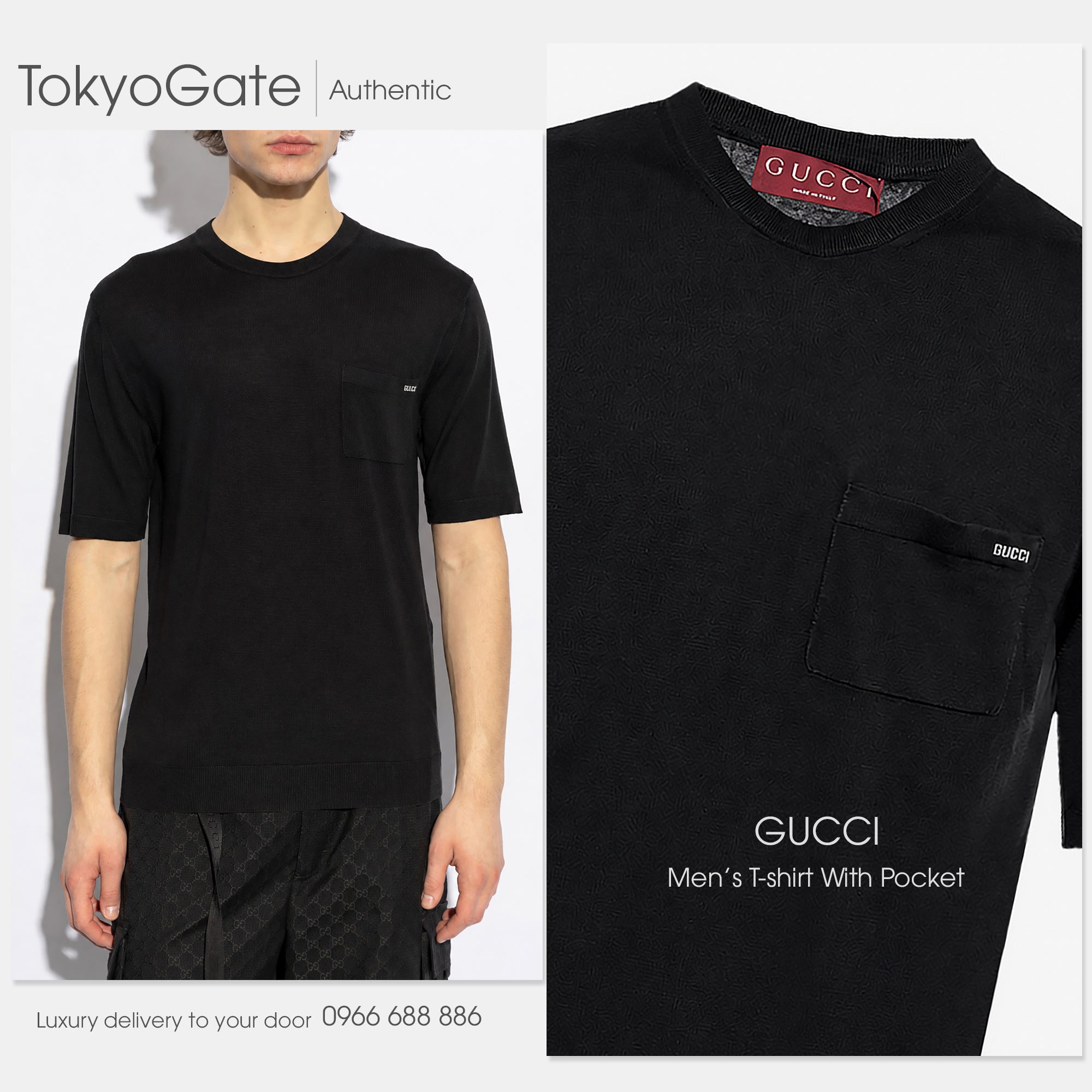 Áo len Gucci 824126 XKER2 1070 Fine Wool Knit Top Black