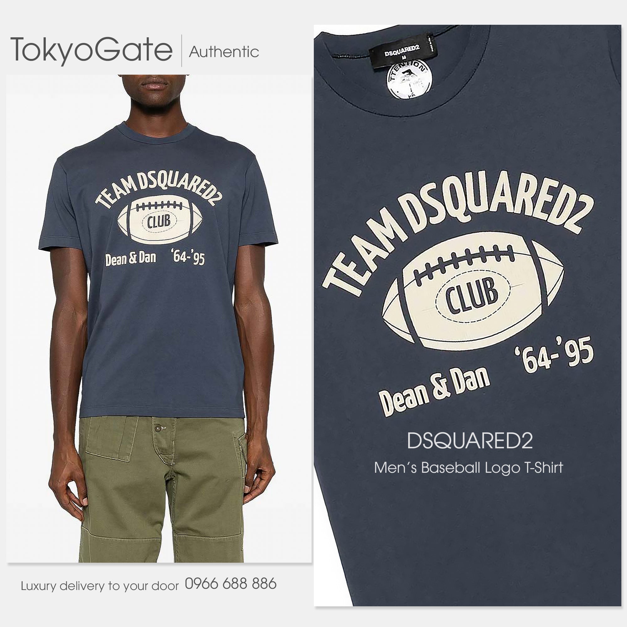 Áo phông Dsquared2 S71GD1503 486 Navy Regular Fit